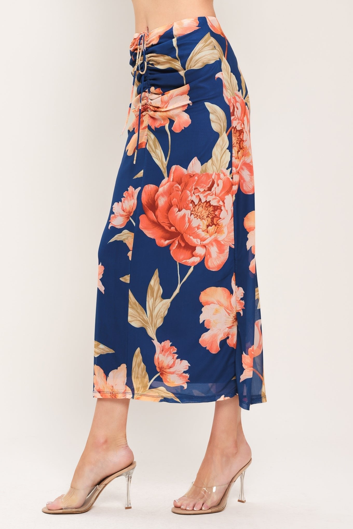 DEEP SEA BLOOM POWER MESH MIDI SKIRT by Flying Tomato at Shirley Shoppe