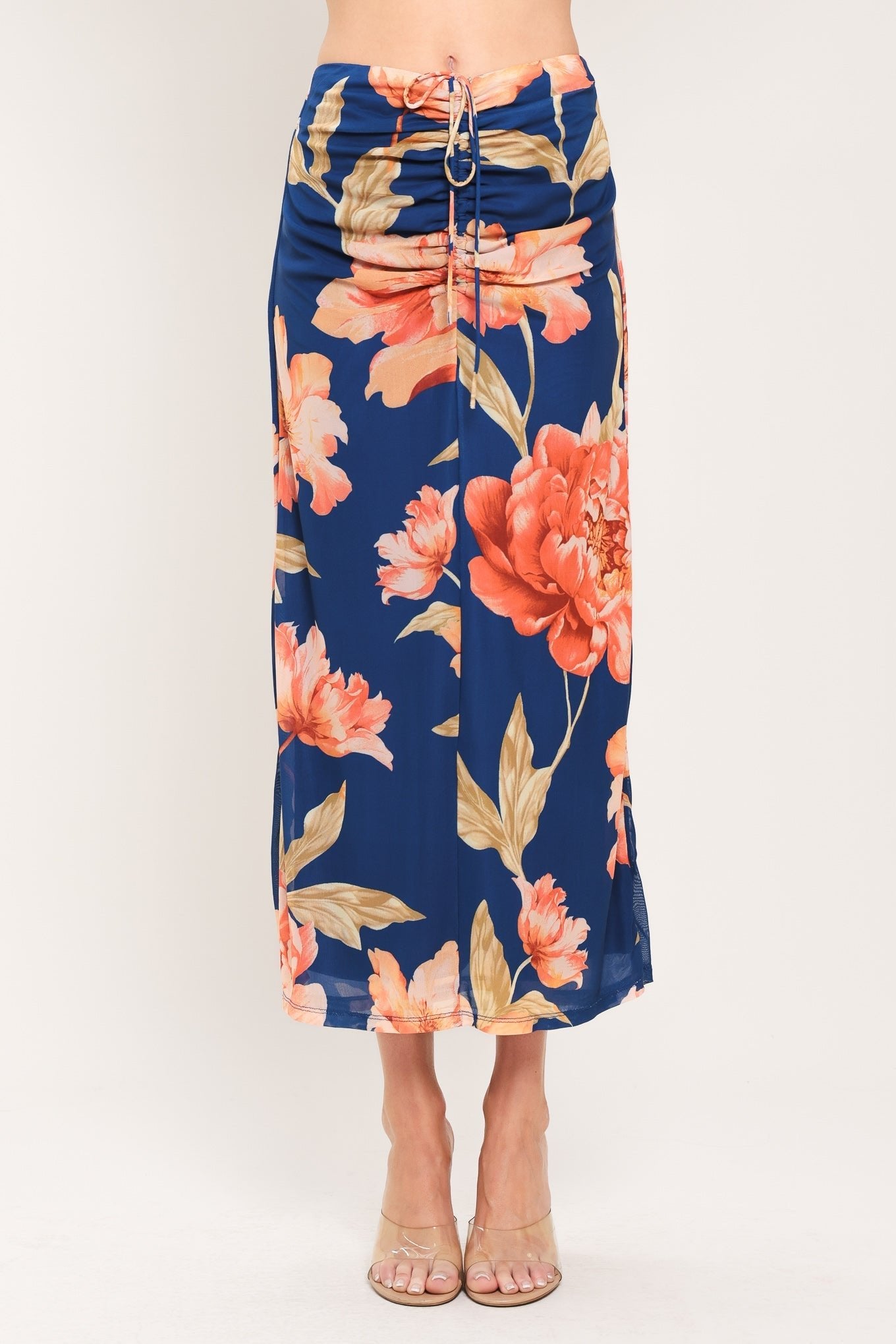 DEEP SEA BLOOM POWER MESH MIDI SKIRT by Flying Tomato at Shirley Shoppe