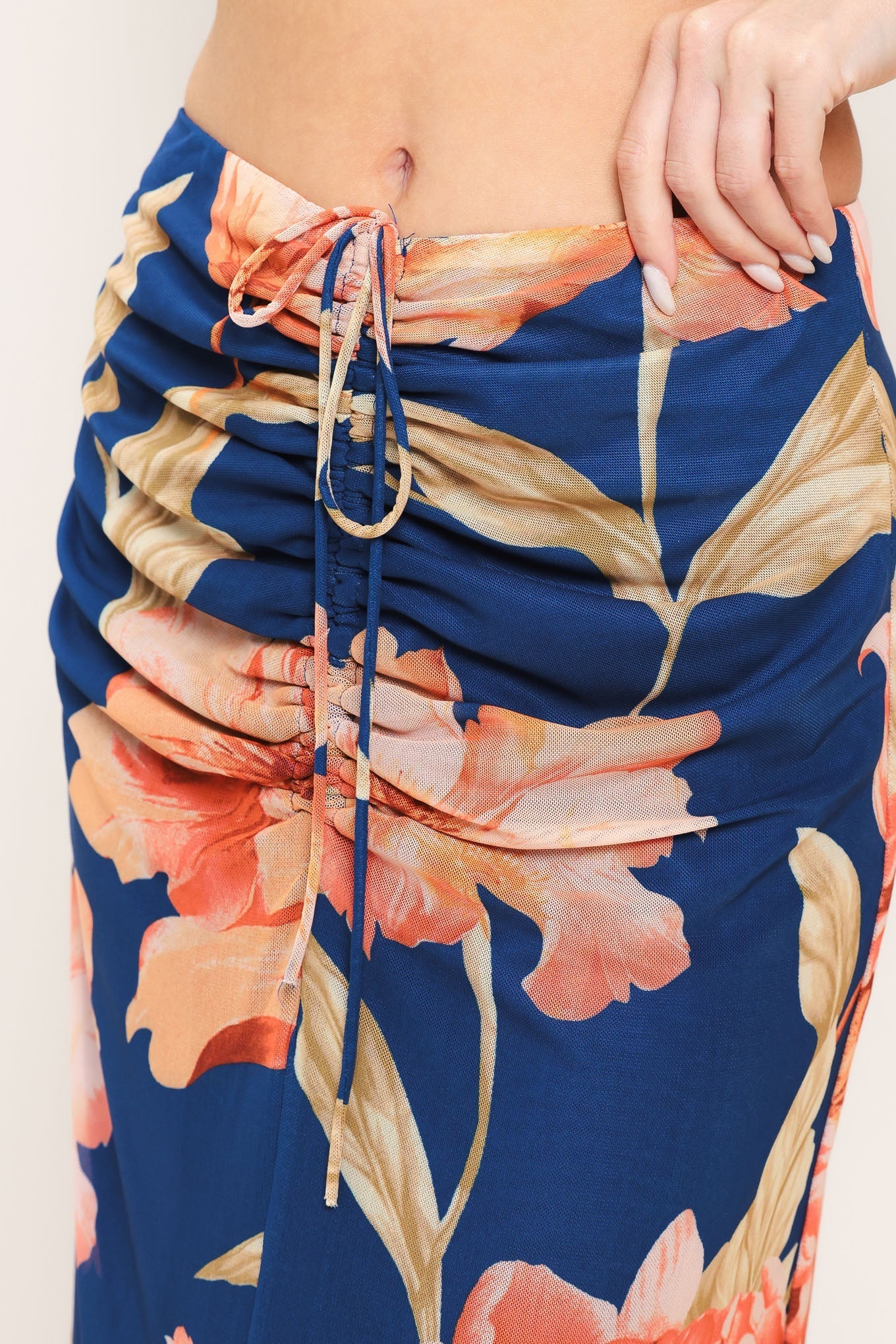 DEEP SEA BLOOM POWER MESH MIDI SKIRT by Flying Tomato at Shirley Shoppe