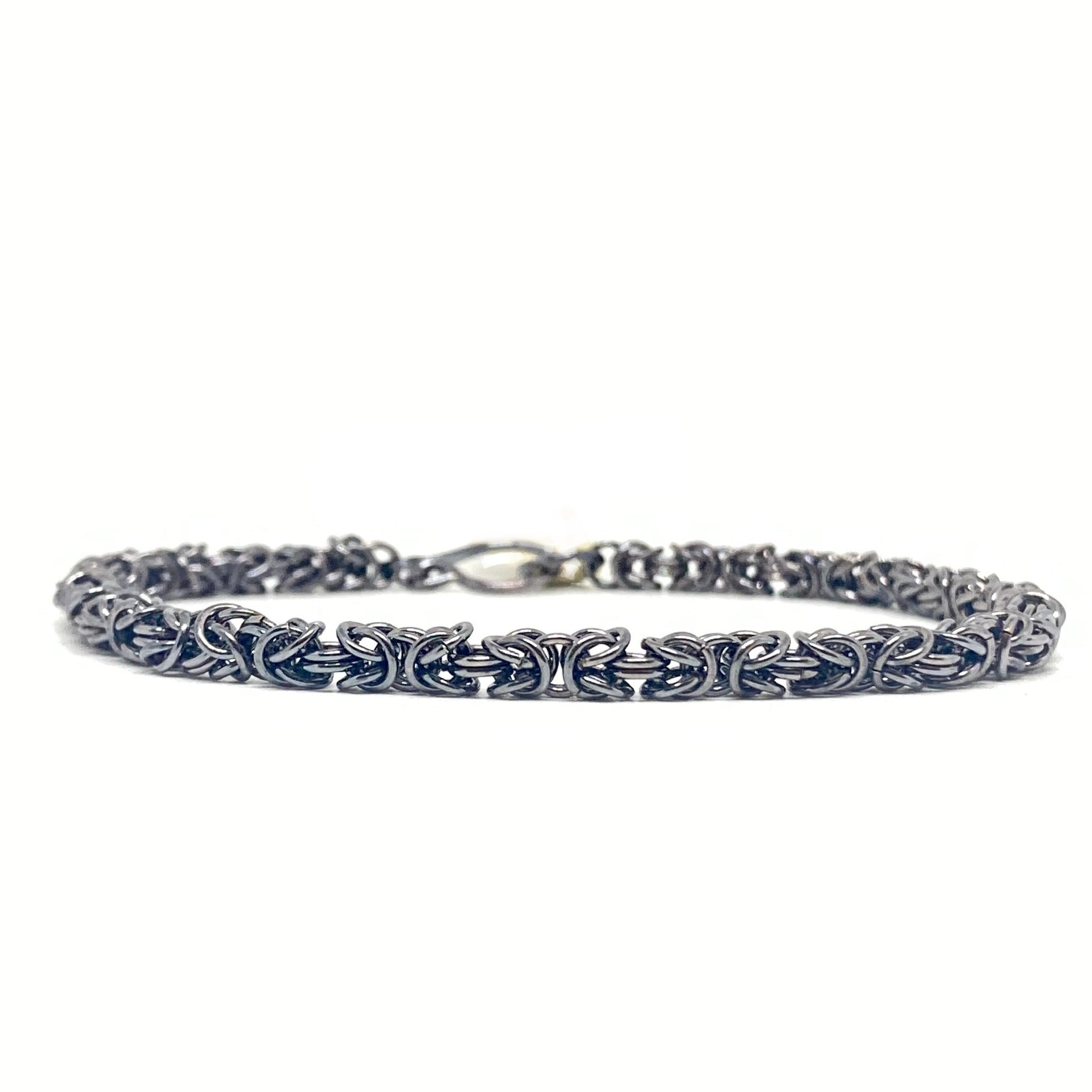 Delicate Byzantine Chainmaille Bracelet in Oxidized Silver by Alison Morse at Shirley Shoppe