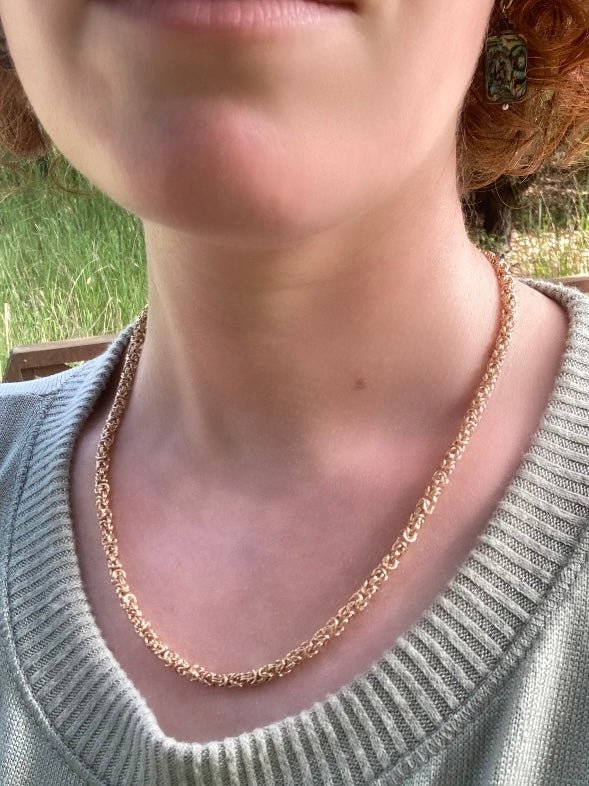 Delicate Byzantine Chainmaille Necklace in 14K Gold Fill by Alison Morse at Shirley Shoppe