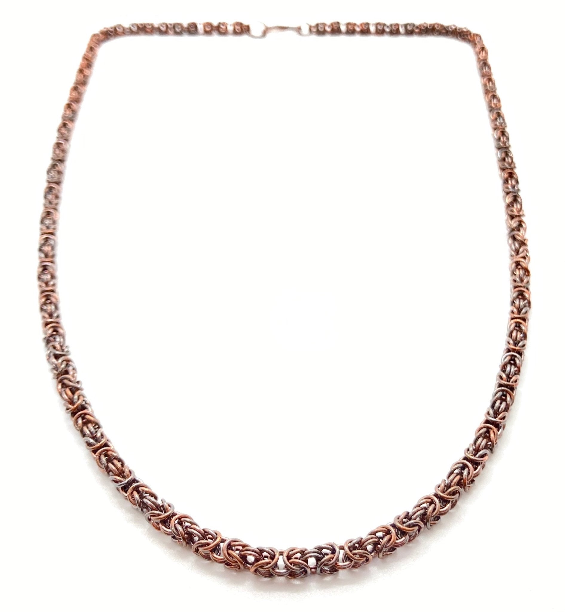 Delicate Byzantine Chainmaille Necklace in Oxidized Copper by Alison Morse at Shirley Shoppe
