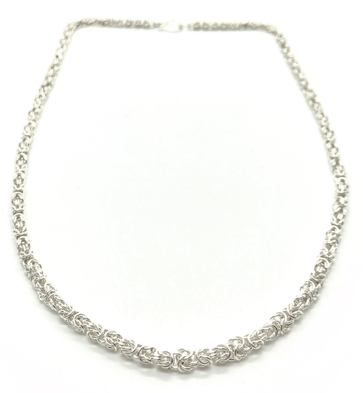 Delicate Byzantine Chainmaille Necklace in Silver by Alison Morse at Shirley Shoppe