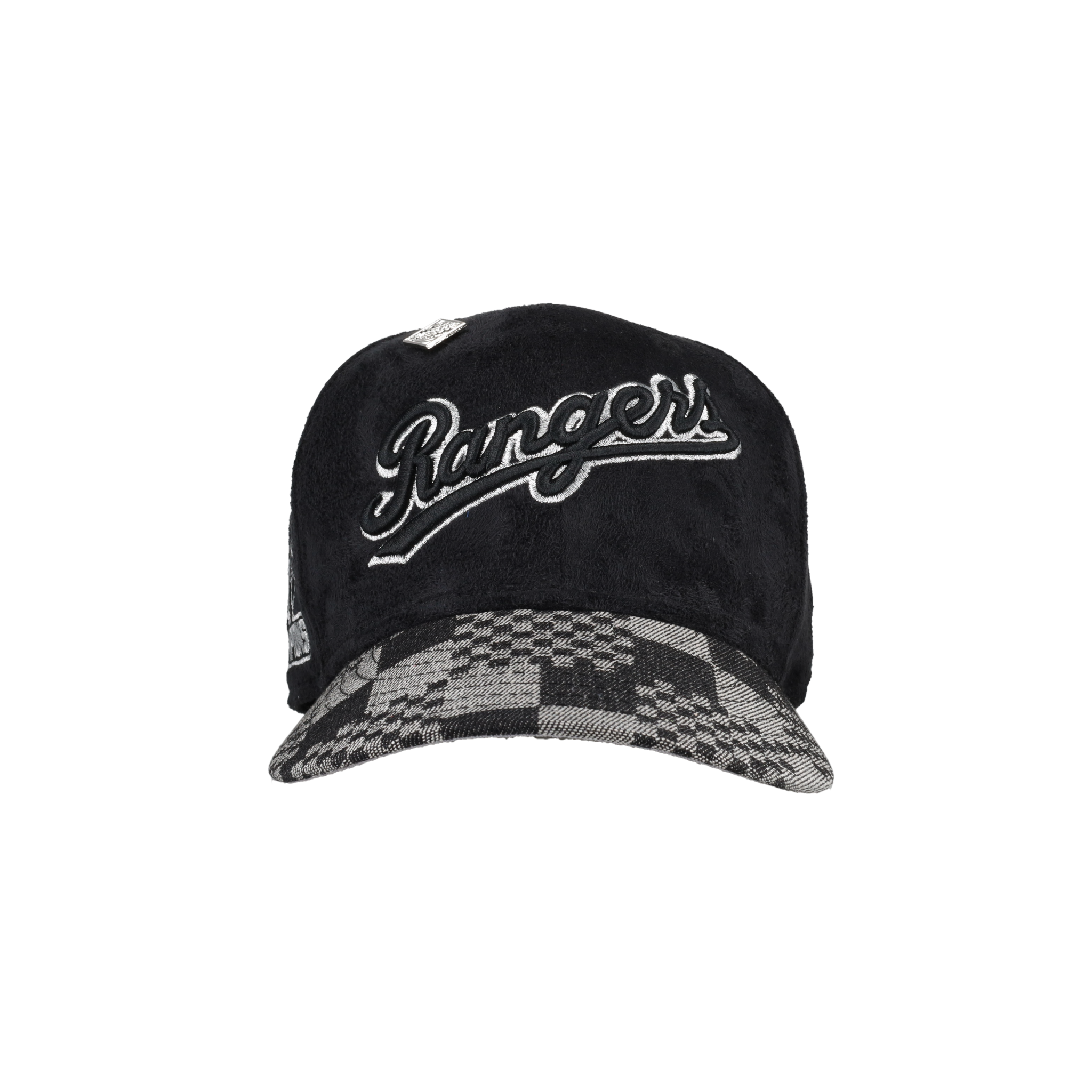 Texas Rangers Black Suede 2023 World Series Patch 59Fifty Fitted Hat