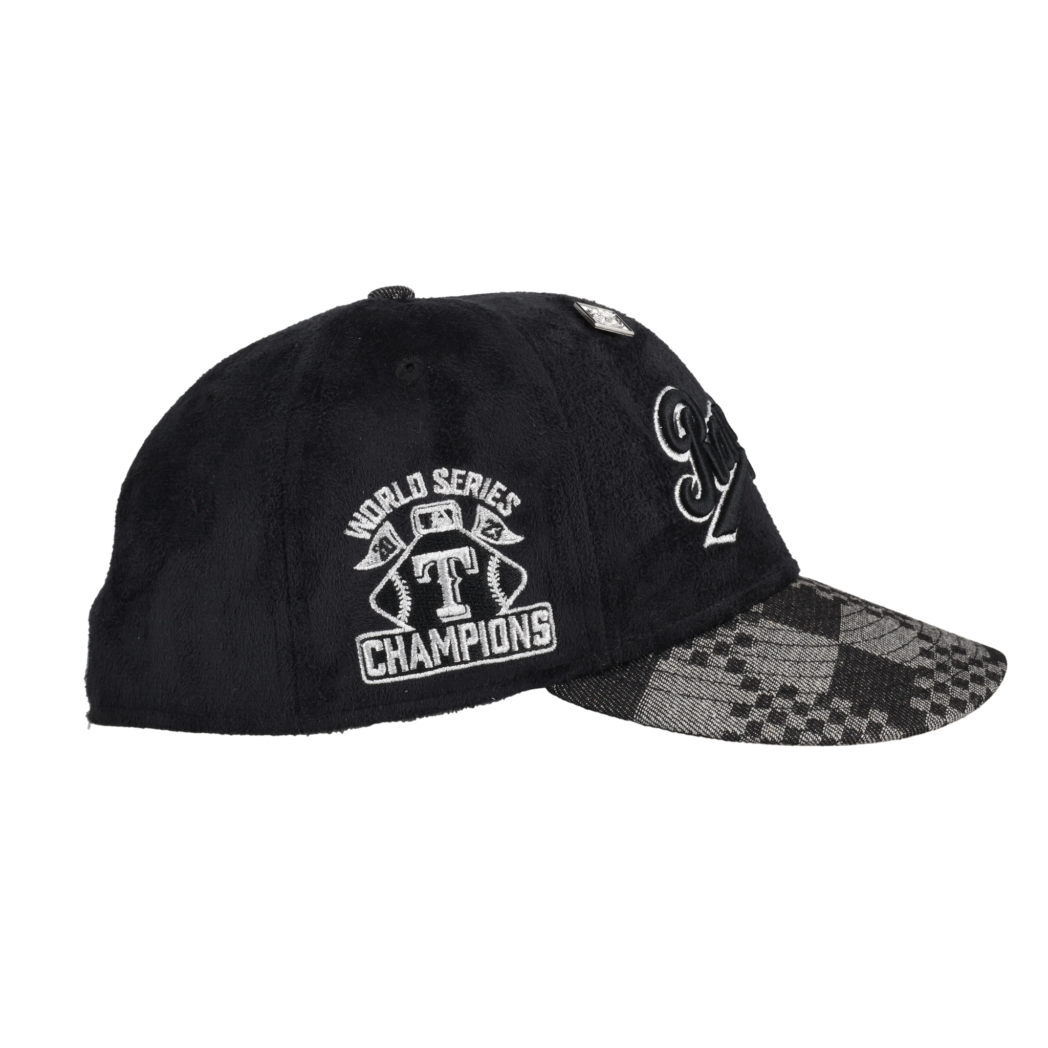 Texas Rangers Black Suede 2023 World Series Patch 59Fifty Fitted Hat
