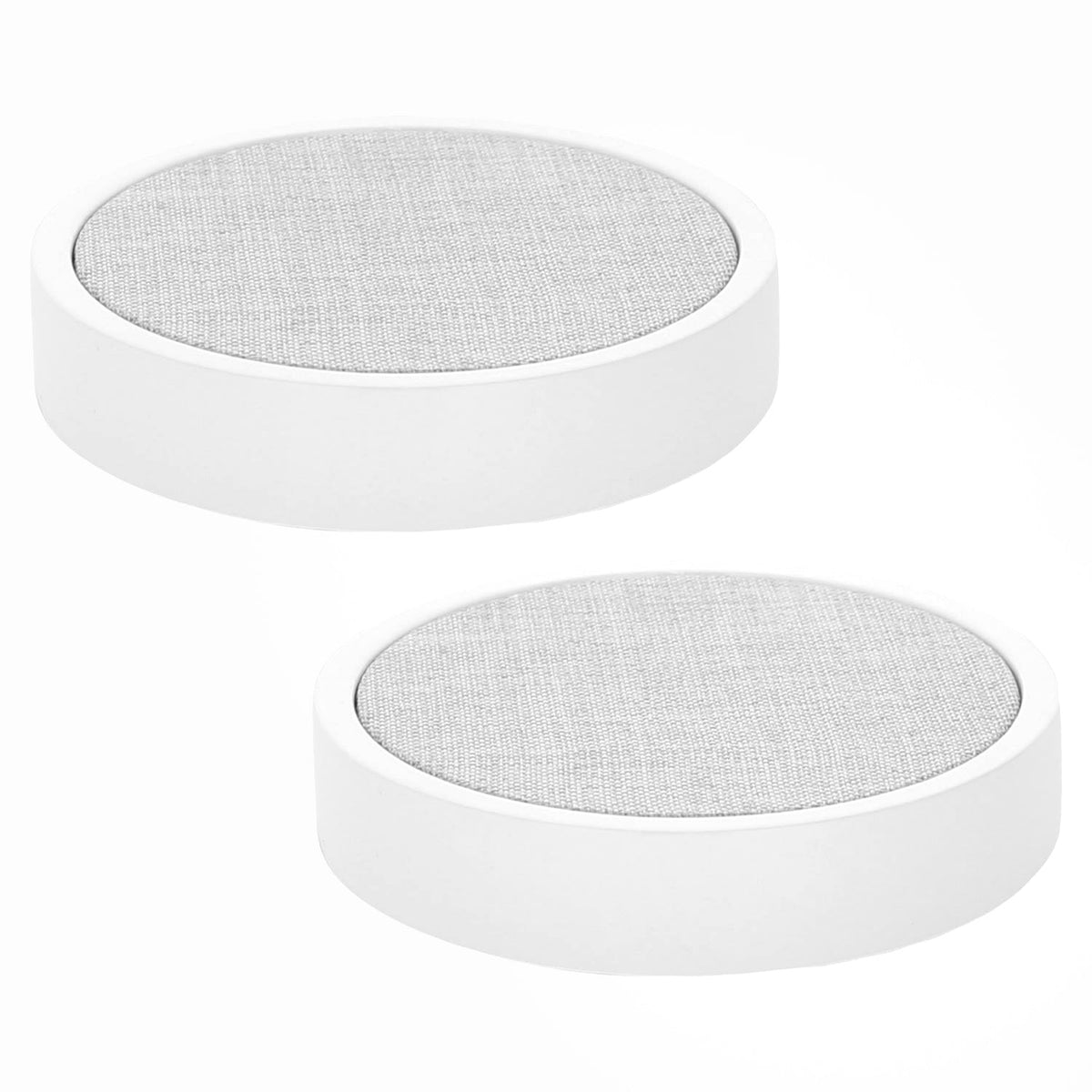 Round Jewelry Display Gray Linen and White Mdf Base - Set