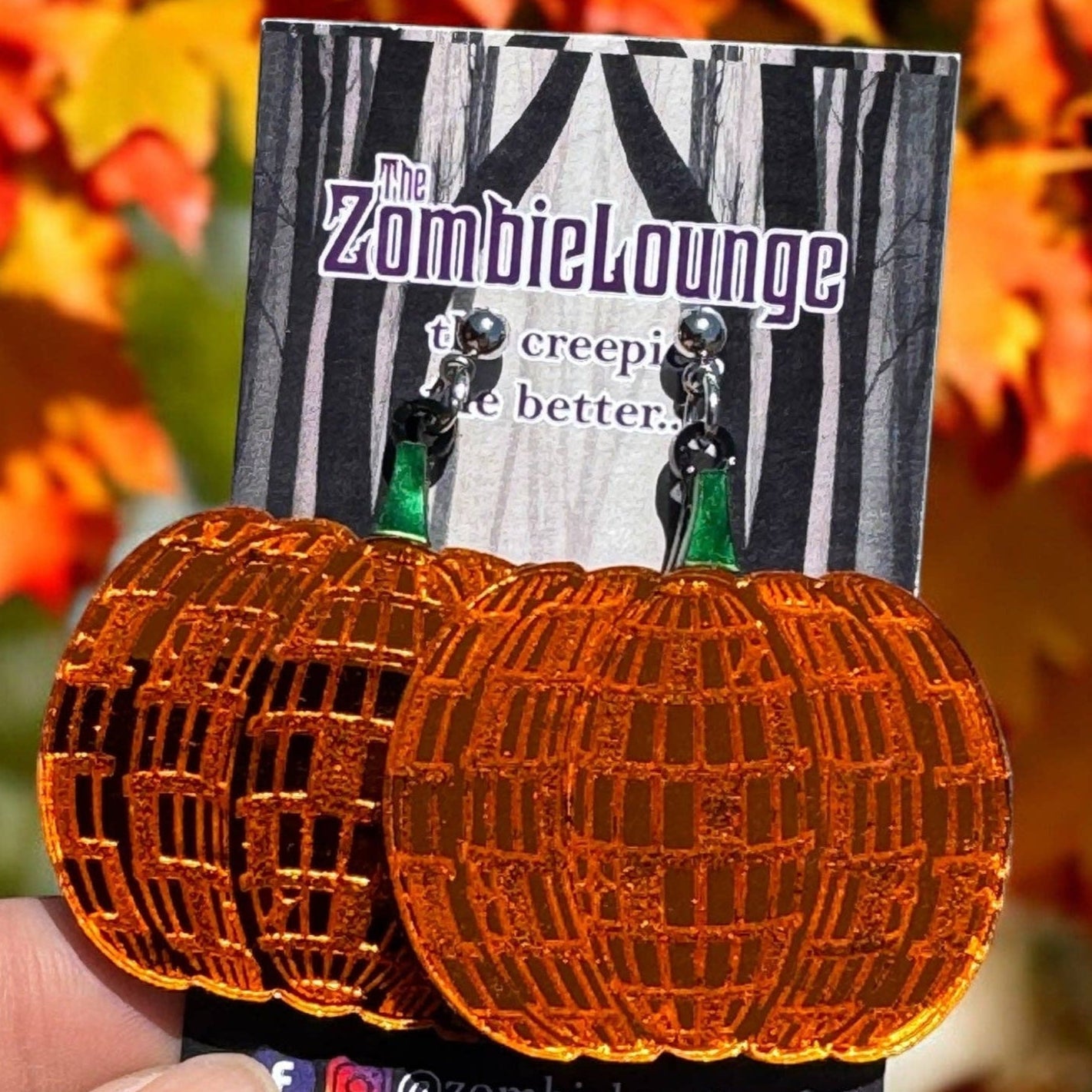 Disco Pumpkin Acrylic Earrings by Quirks! at Shirley Shoppe