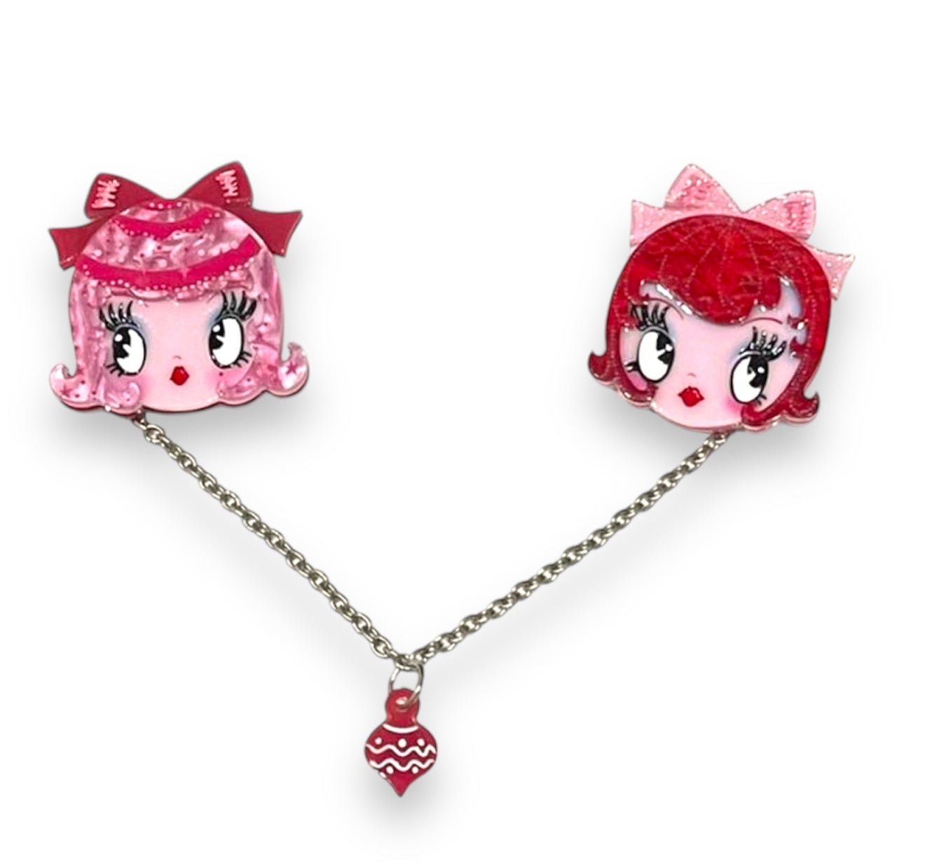 Dolly Sisters Double Brooch by Miss Fluff x Lipstick & Chrome by Quirks! at Shirley Shoppe