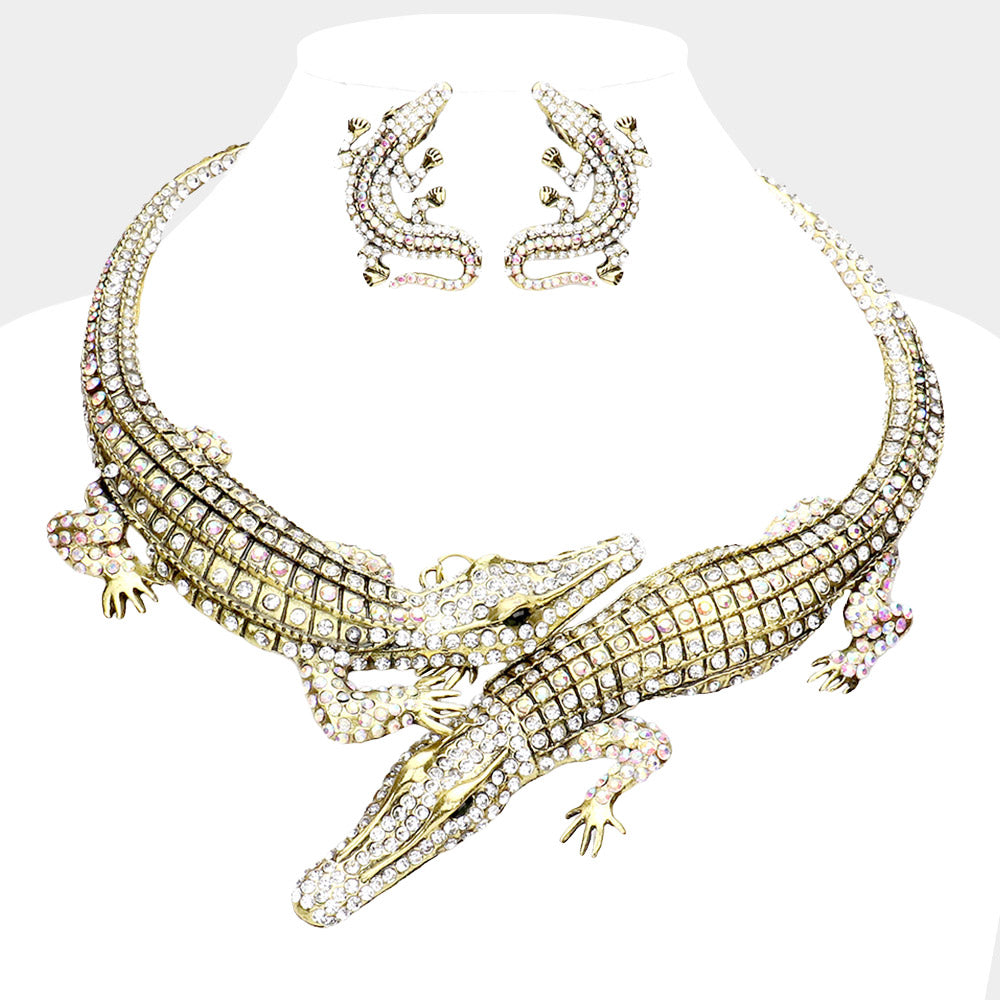 Double Alligator Evening Necklace