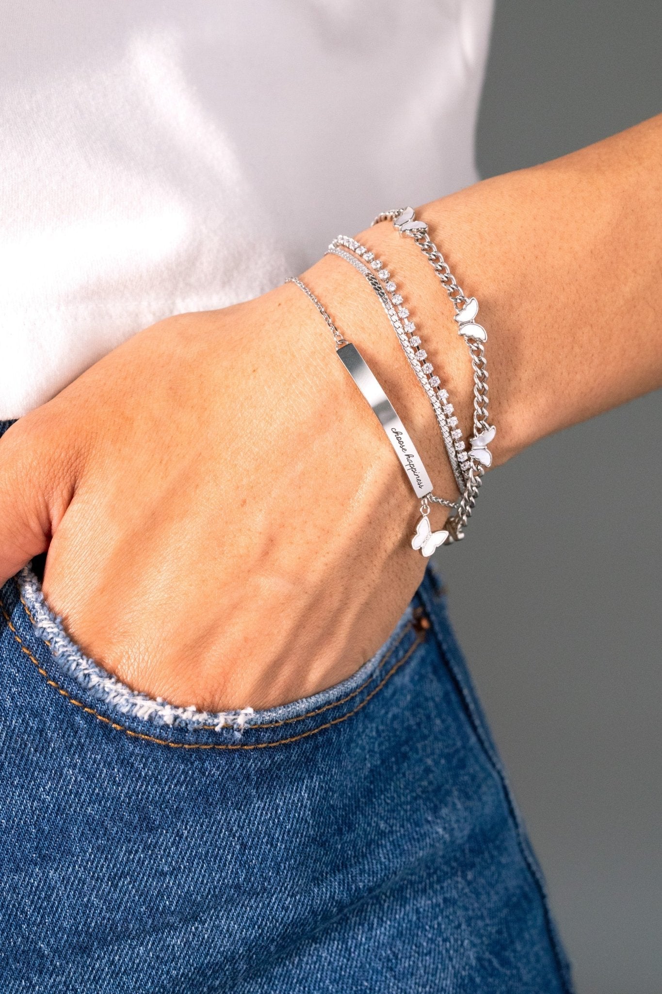 Double Strand Crystal Tennis Chain Bracelet by ALEX AND ANI at Shirley Shoppe