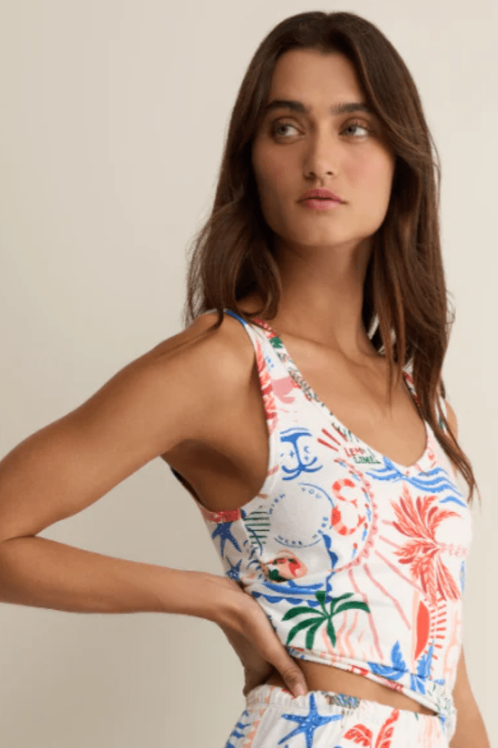 DOUBLE V NECK GETAWAY TANK by z supply at Shirley Shoppe