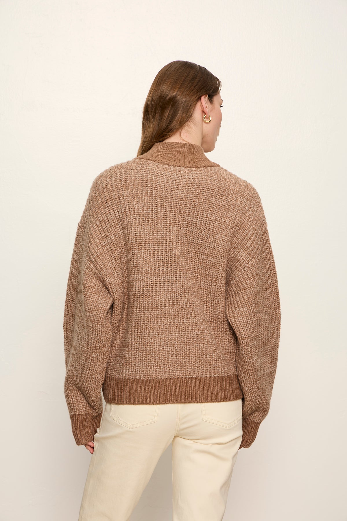 Sanctuary Zip Up Sweater Jacket in Heather Cocoa