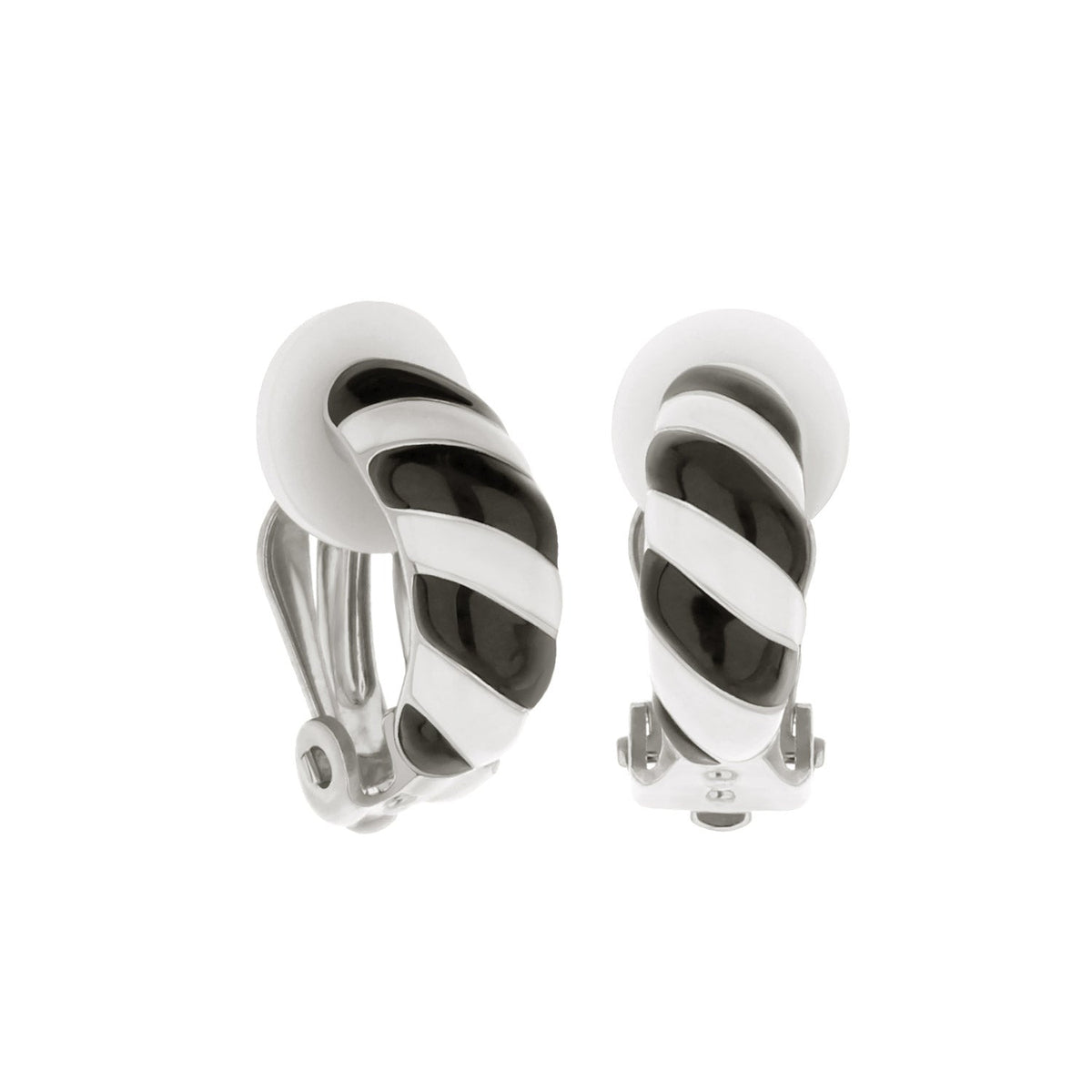 Clip-On Enamel Striped Earrings