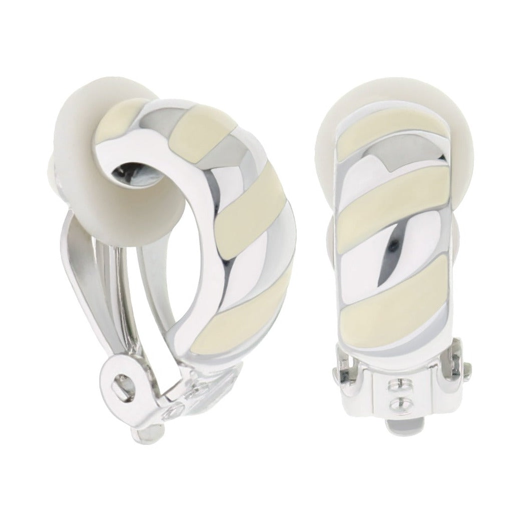 Clip-On Enamel Striped Earrings