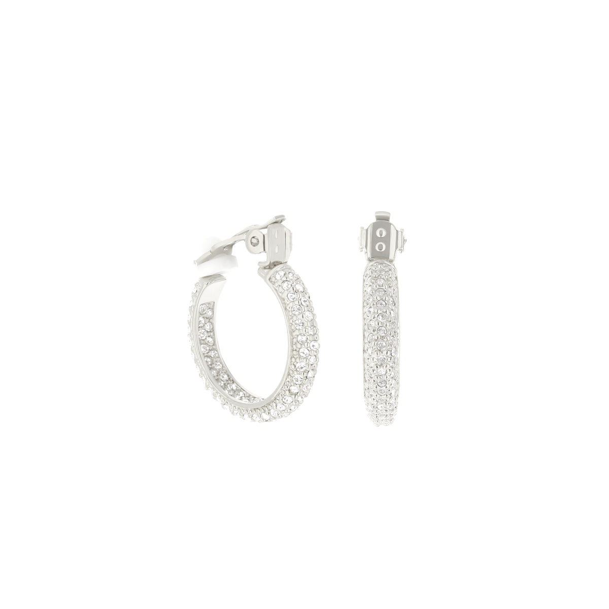 Pave Hoop Earrings — French Clip