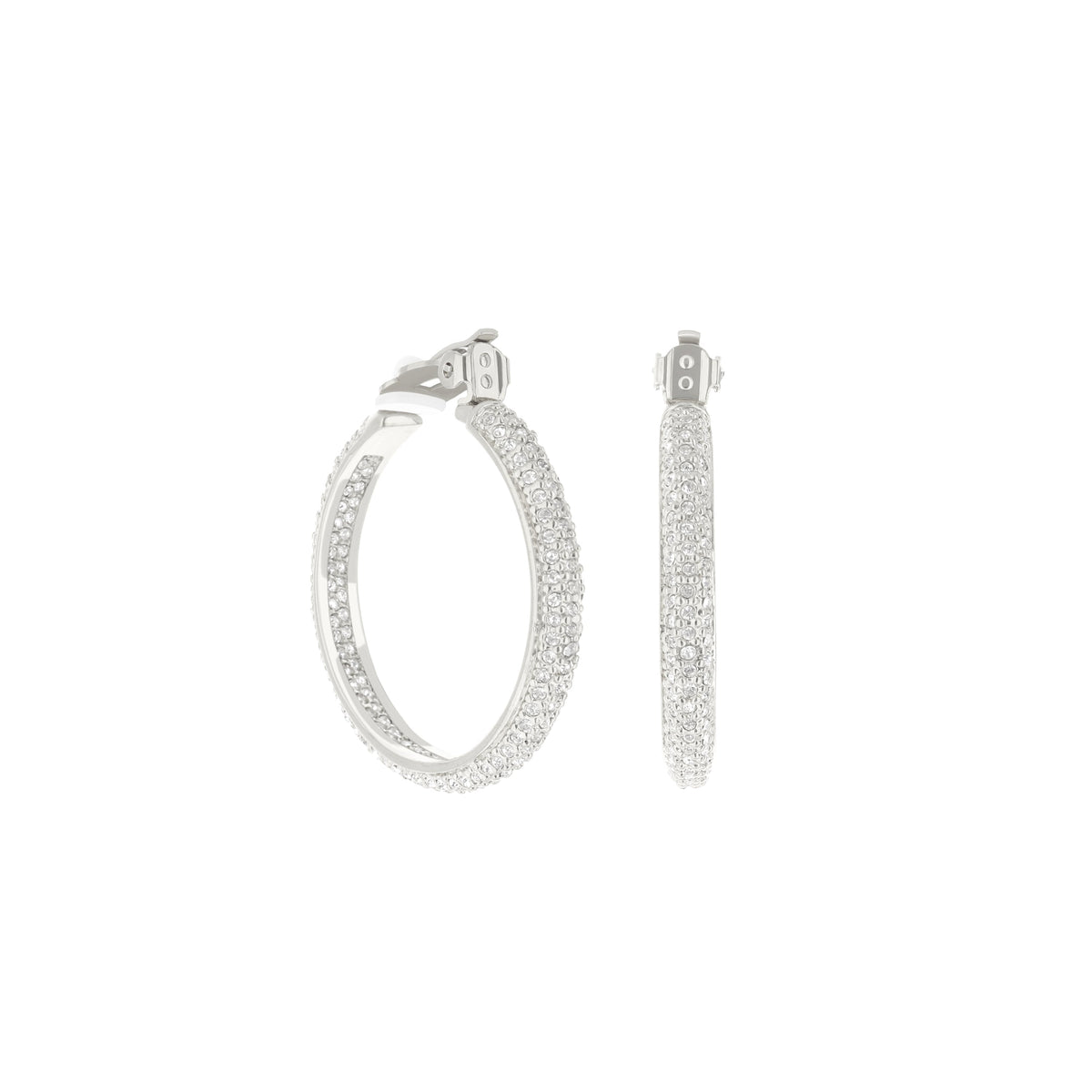 Pave Hoop Earrings — French Clip