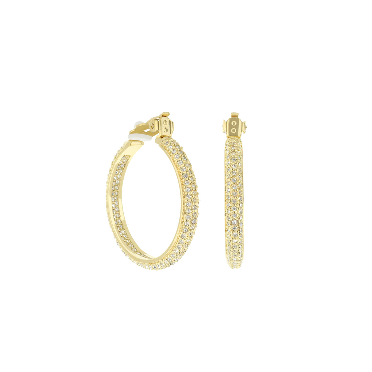 Pave Hoop Earrings — French Clip