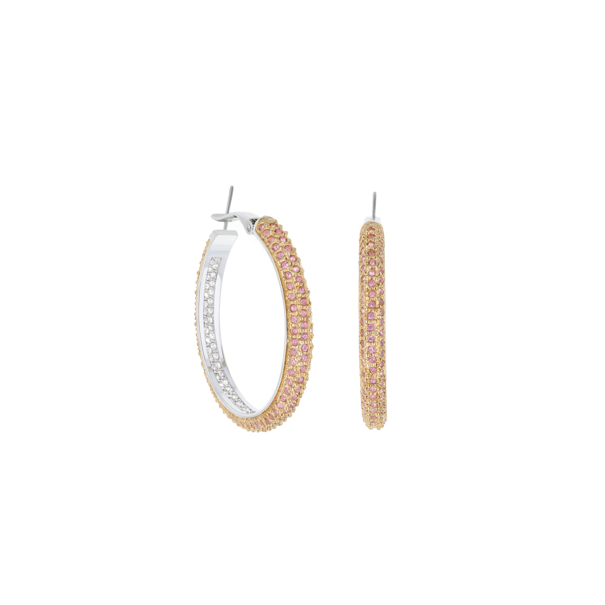 Pave Hoop Earrings — French Clip