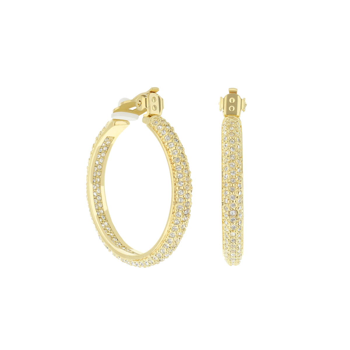 Pave Hoop Earrings — French Clip