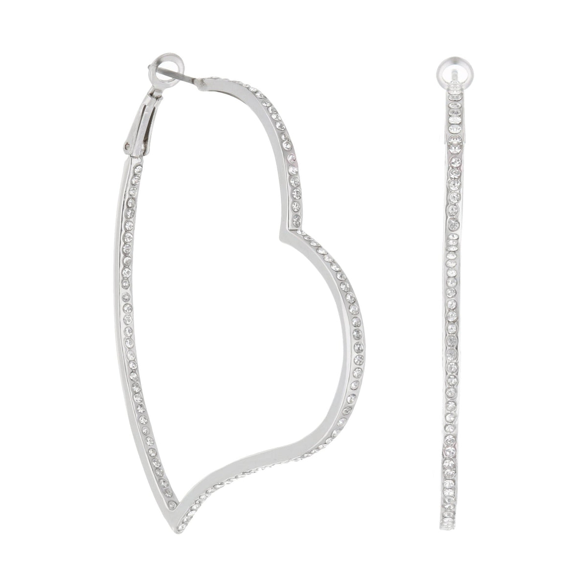 Pave Heart Hoop Earrings