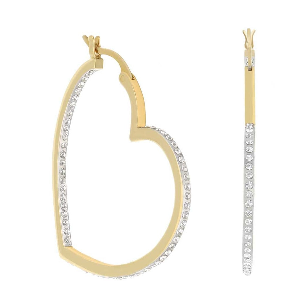 Pave Heart Hoop Earrings