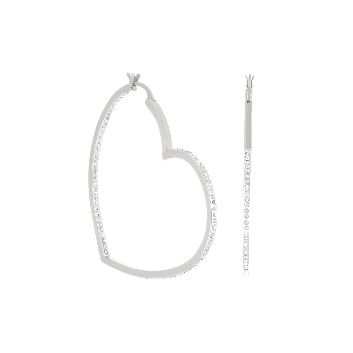 Pave Heart Hoop Earrings