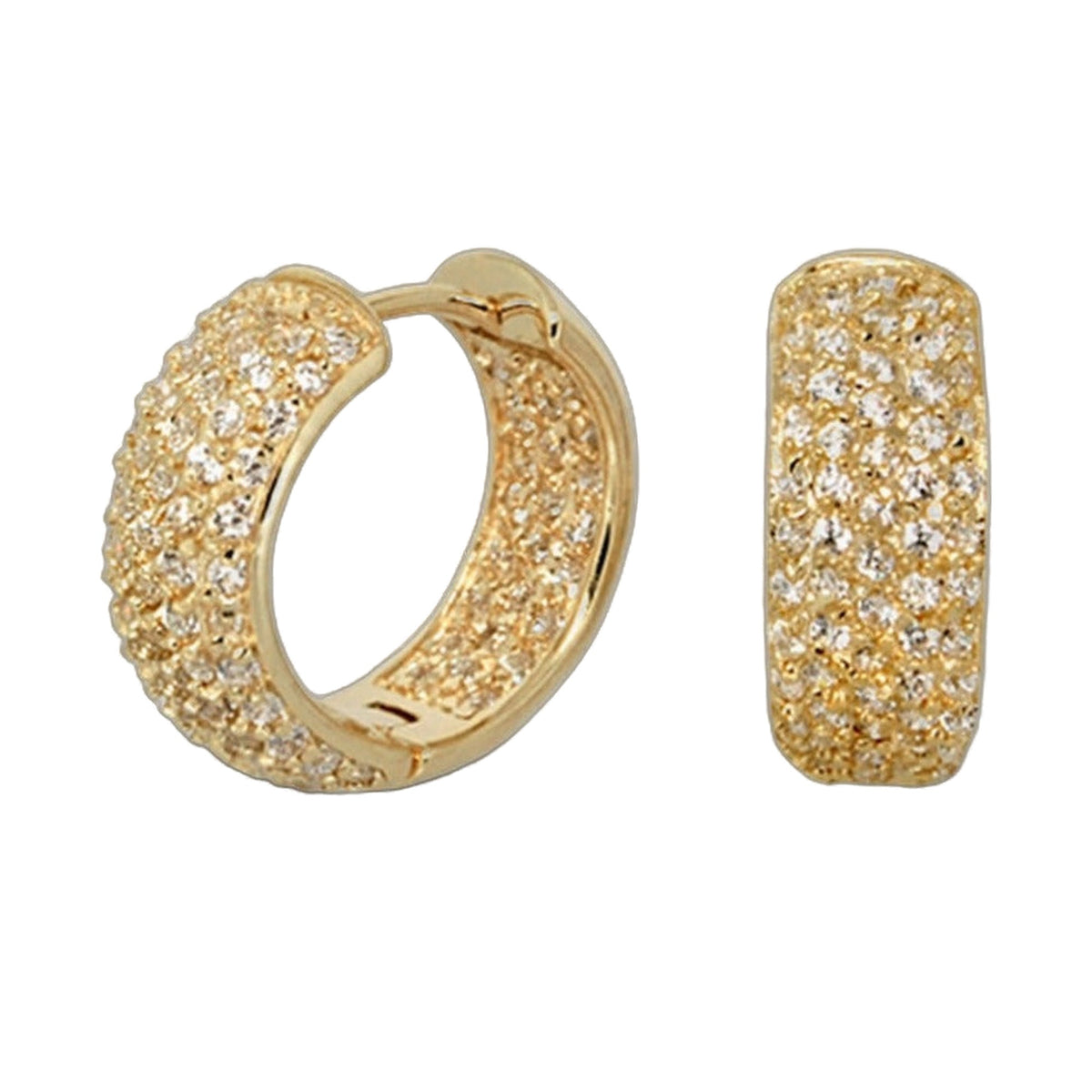 Glamour Pave Earrings — Wide Domed Huggie