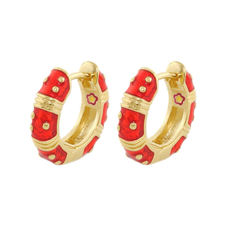 Polka Dot Earrings — Wide Huggie