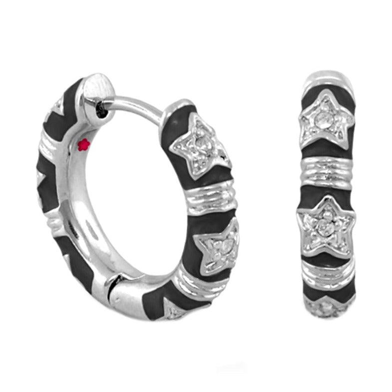 Stars of Night Earrings — Wide Huggie