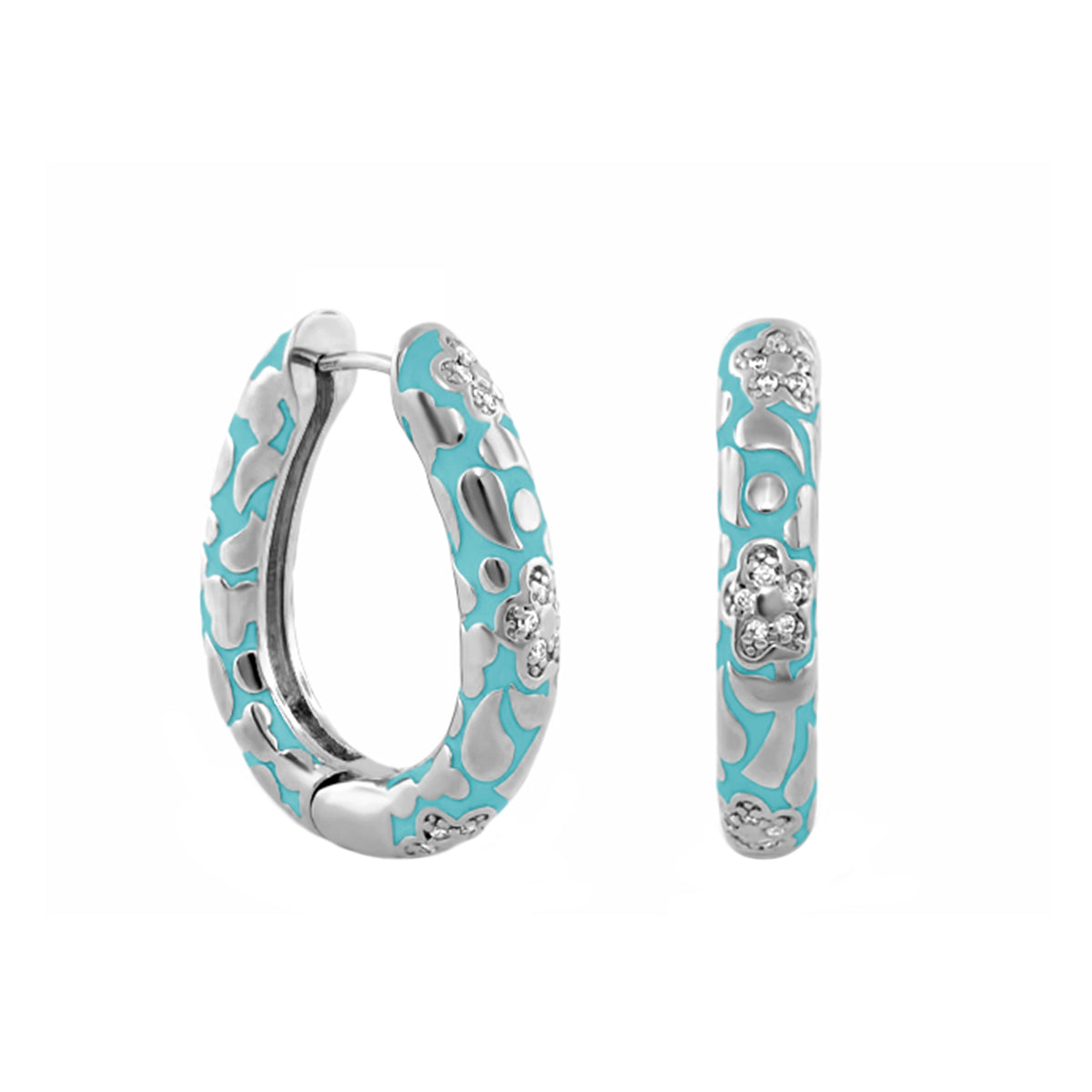 Flowers by Orly Earrings — Pavé Flower Oval Hoop