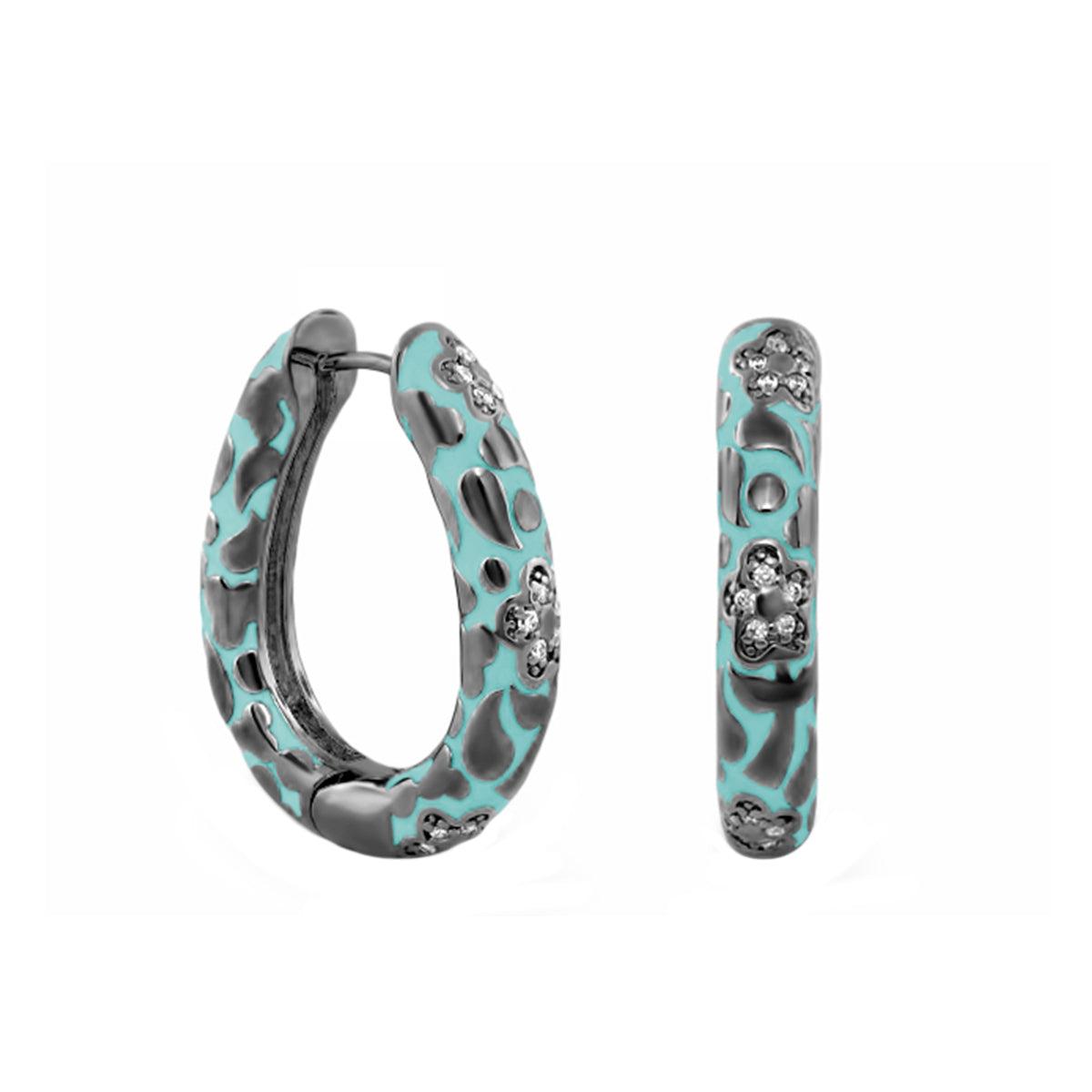 Flowers by Orly Earrings — Pavé Flower Oval Hoop