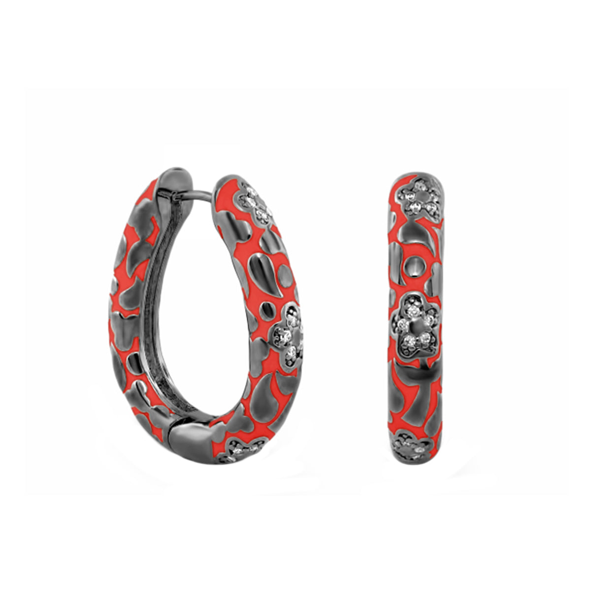 Flowers by Orly Earrings — Pavé Flower Oval Hoop