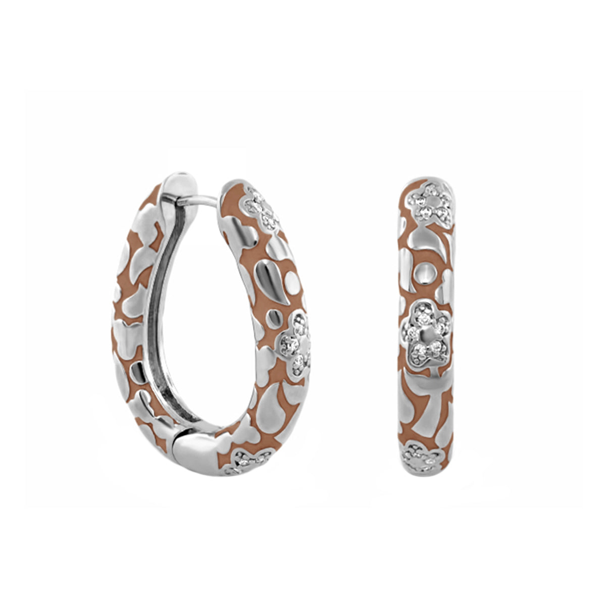 Flowers by Orly Earrings — Pavé Flower Oval Hoop