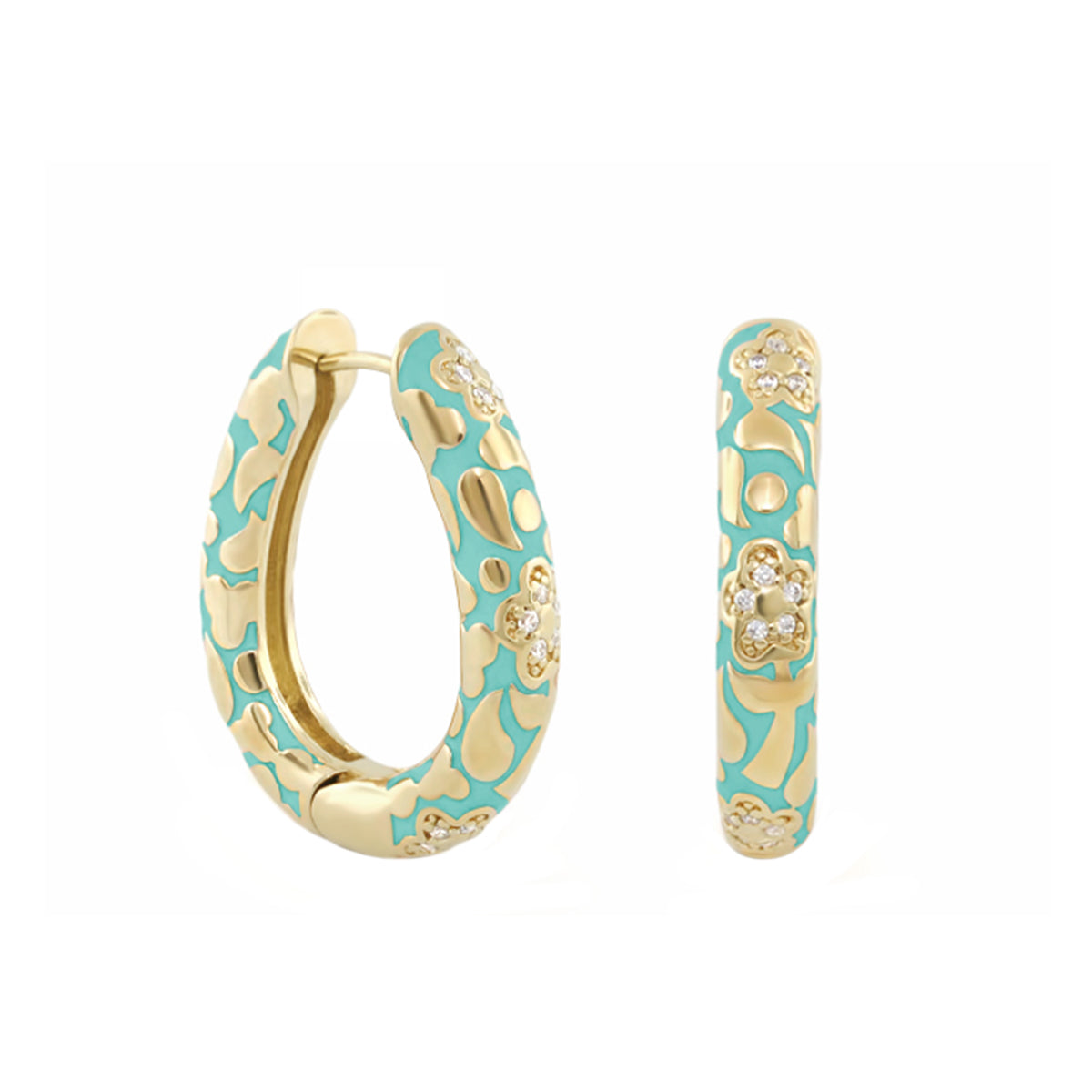 Flowers by Orly Earrings — Pavé Flower Oval Hoop