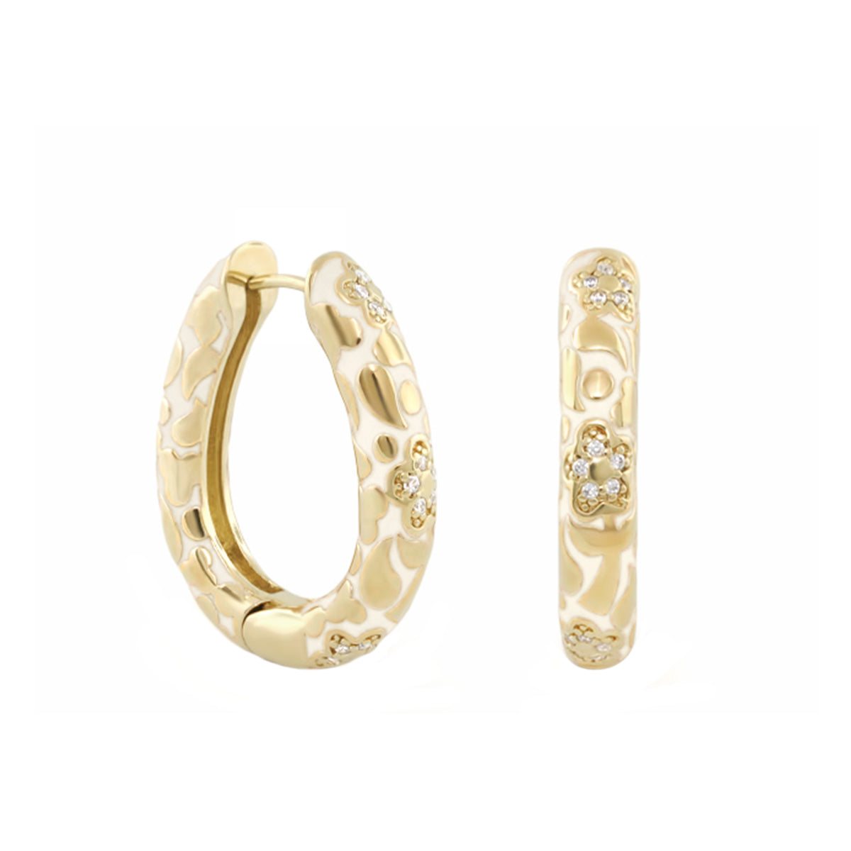 Flowers by Orly Earrings — Pavé Flower Oval Hoop