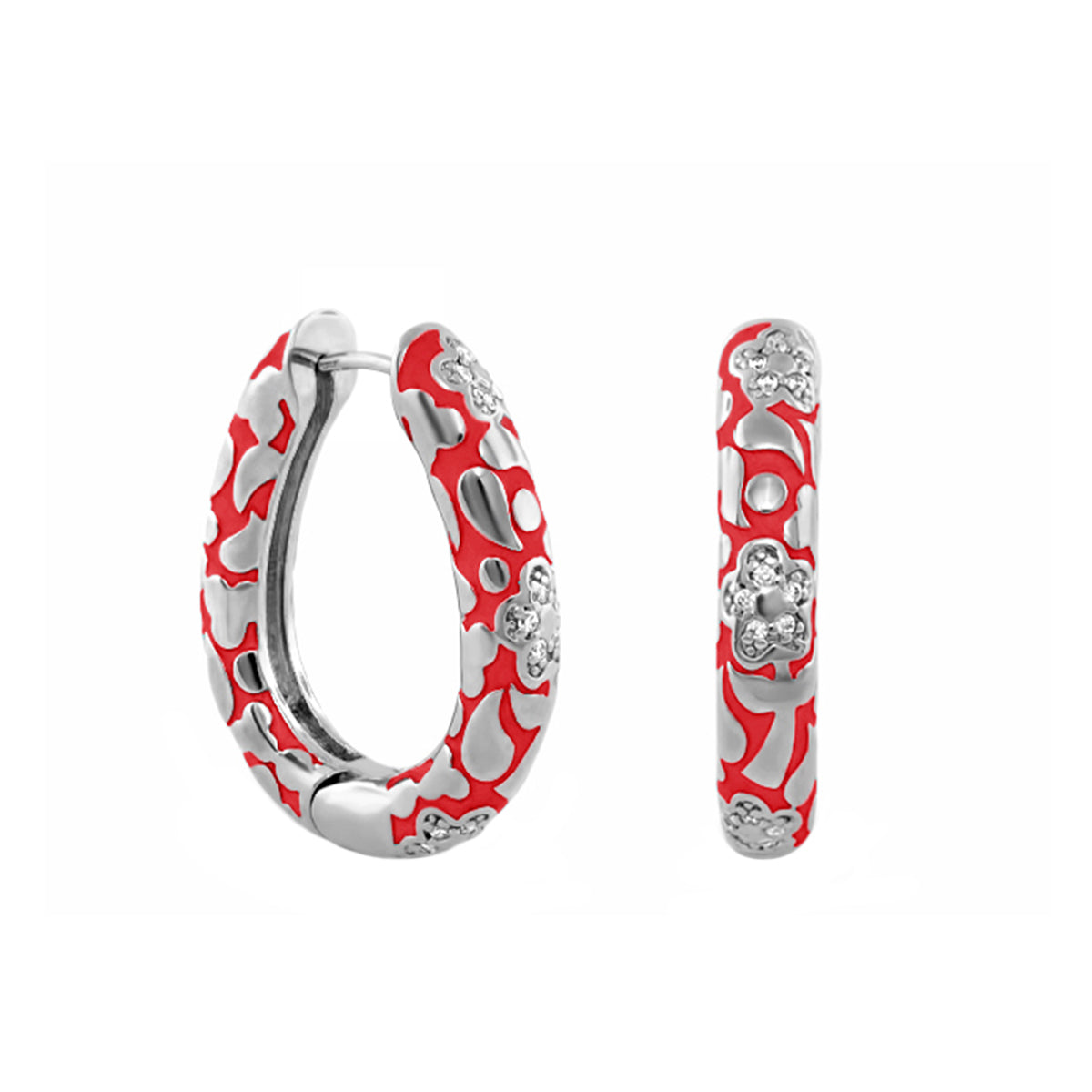 Flowers by Orly Earrings — Pavé Flower Oval Hoop
