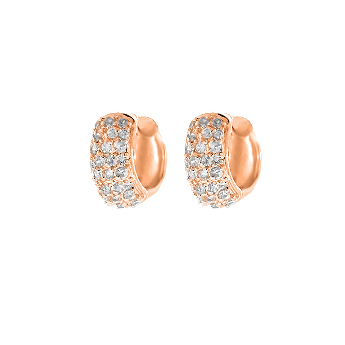 Glamour Pave Earrings — Polished-Edge Huggie