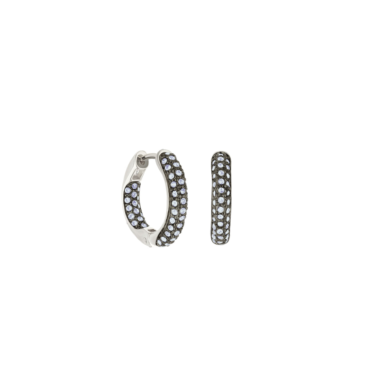 Pave Hoop Earrings — Domed Huggie