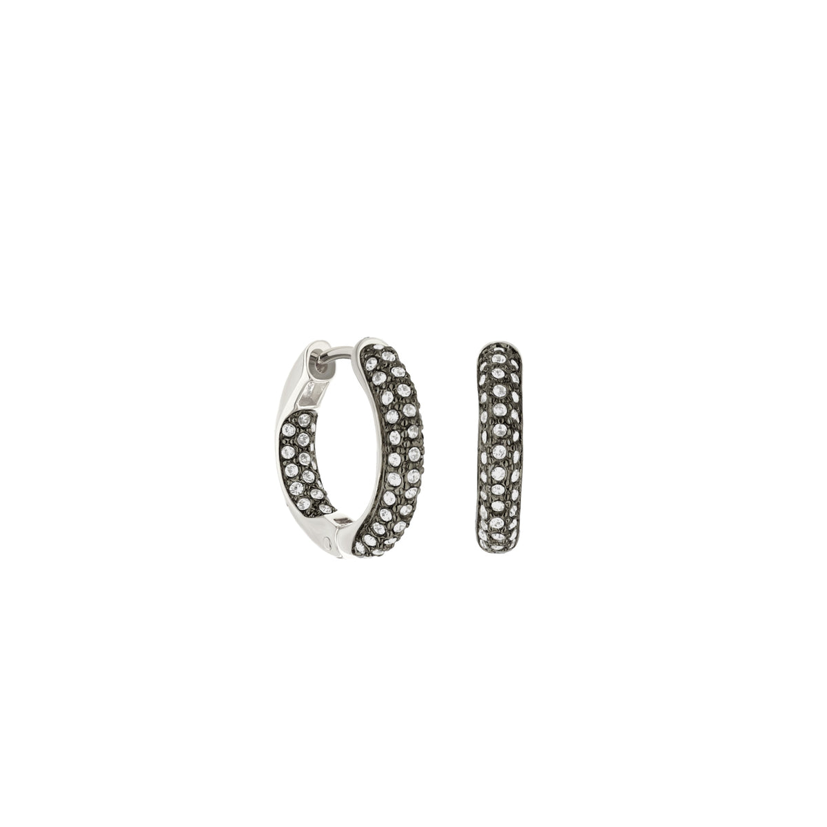 Pave Hoop Earrings — Domed Huggie