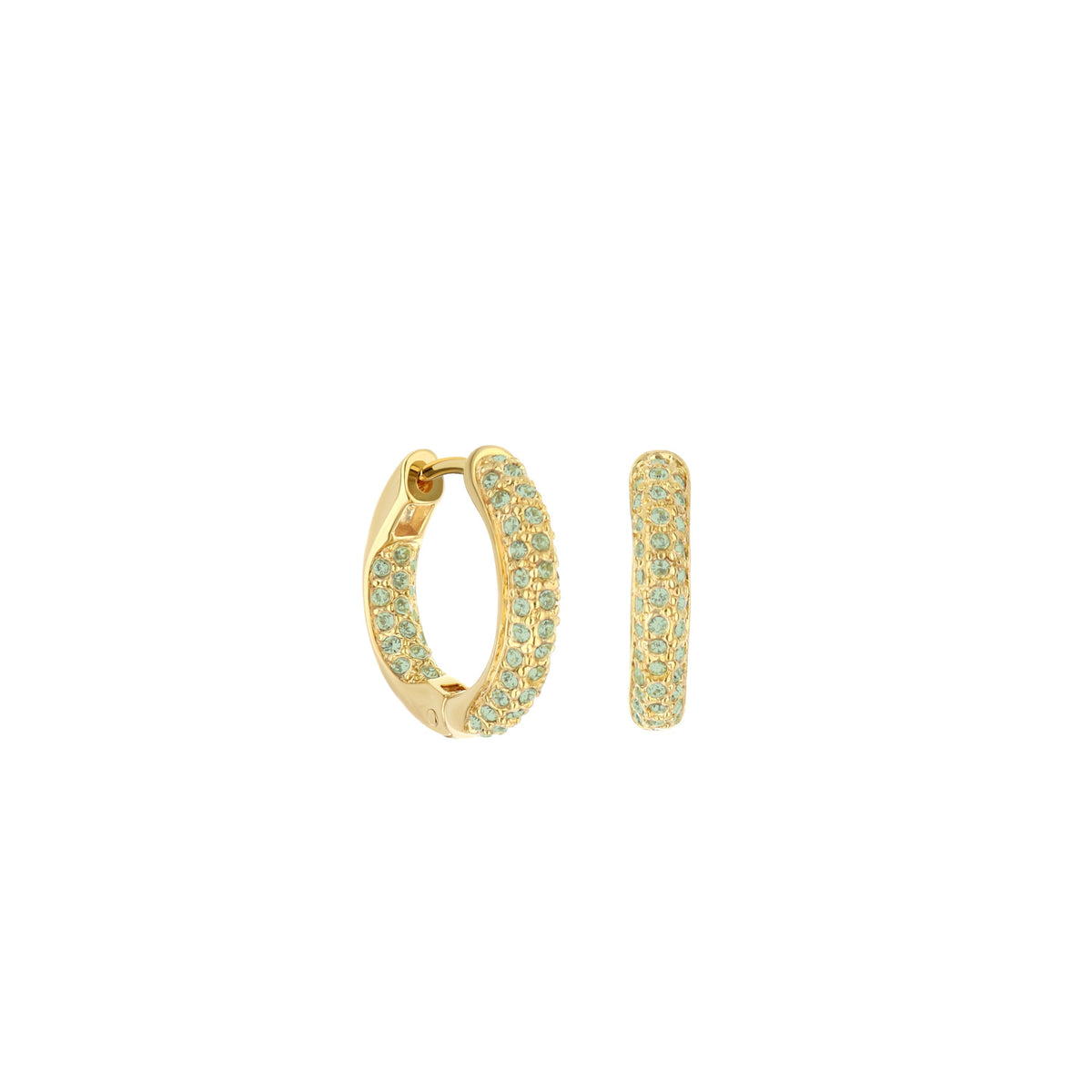 Pave Hoop Earrings — Domed Huggie