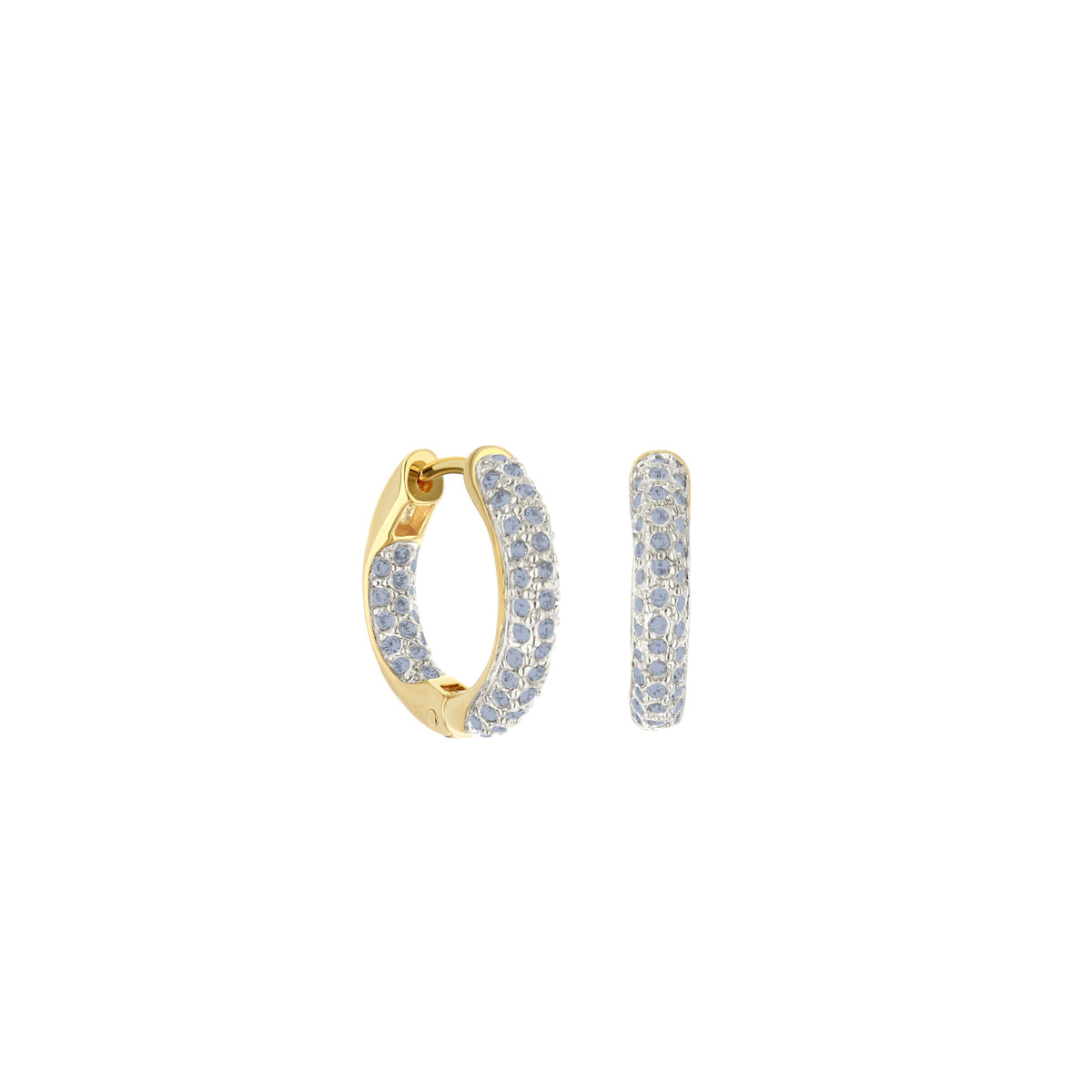 Pave Hoop Earrings — Domed Huggie