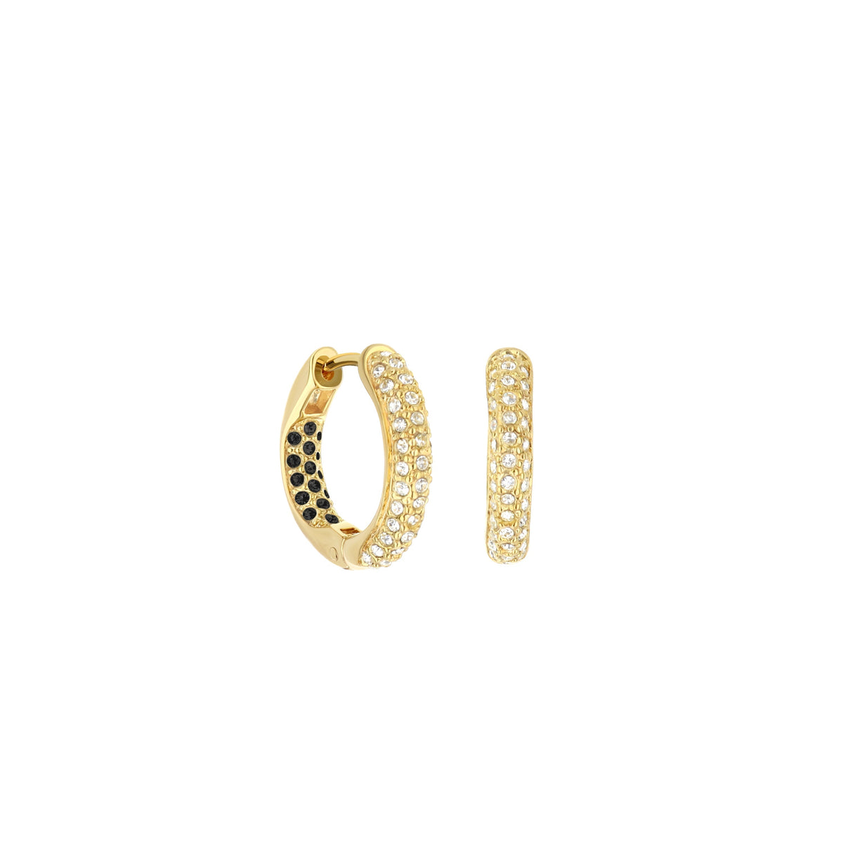 Pave Hoop Earrings — Domed Huggie