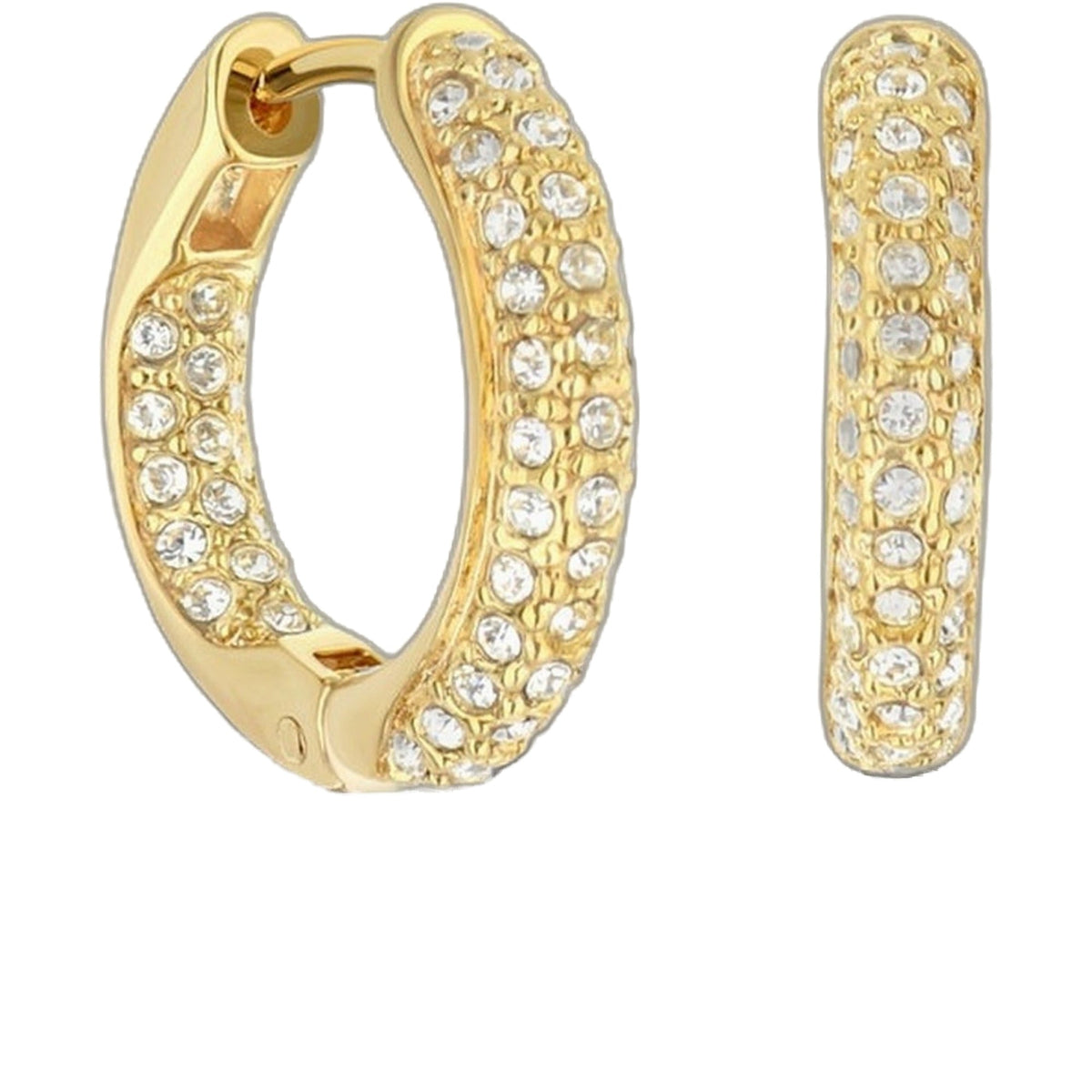 Pave Hoop Earrings — Domed Huggie