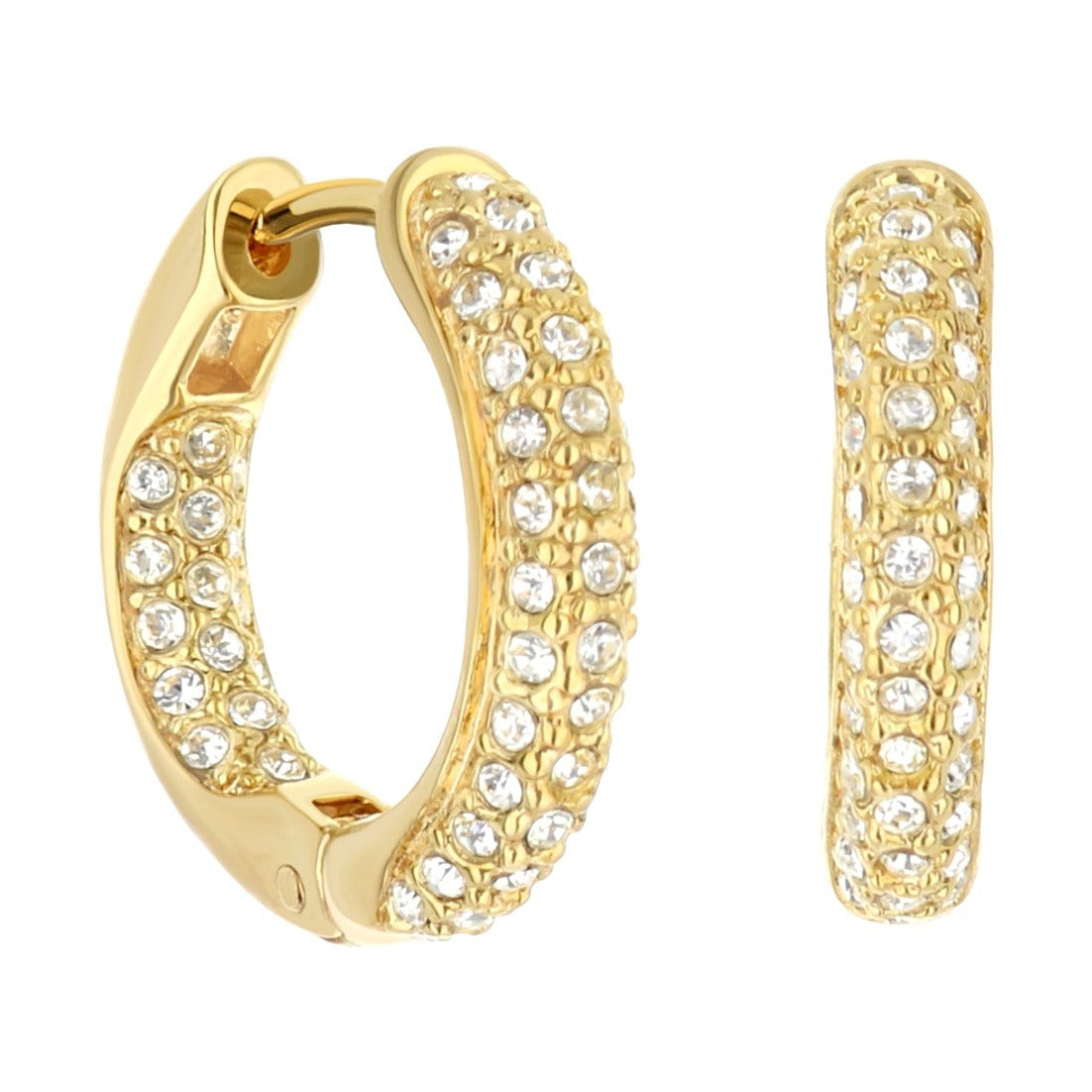 Pave Hoop Earrings — Domed Huggie