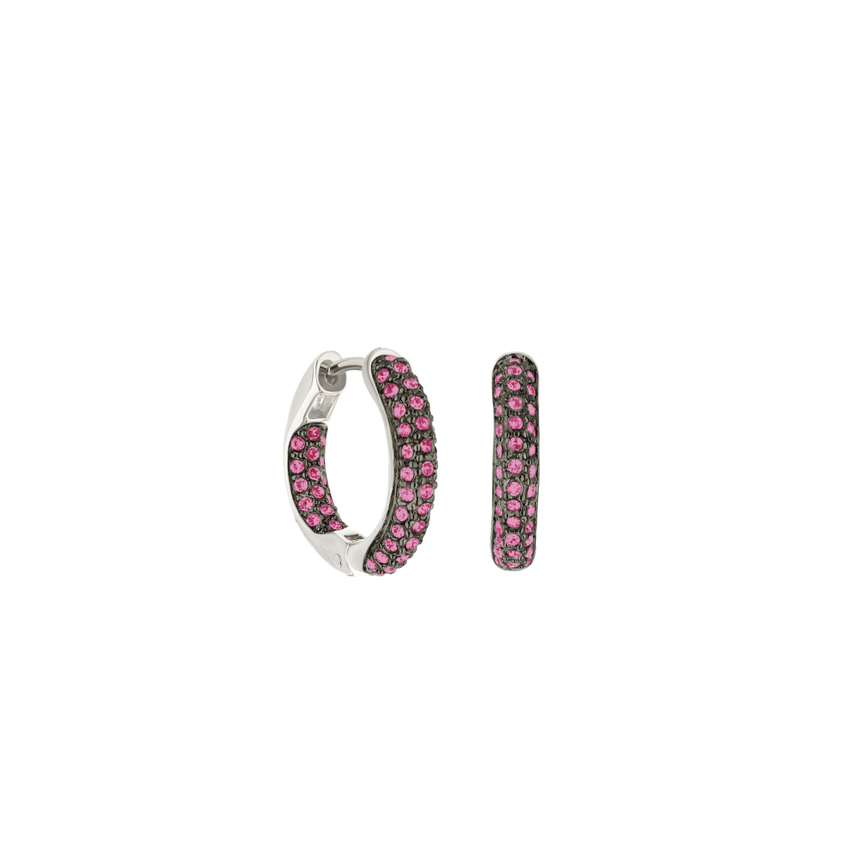 Pave Hoop Earrings — Domed Huggie