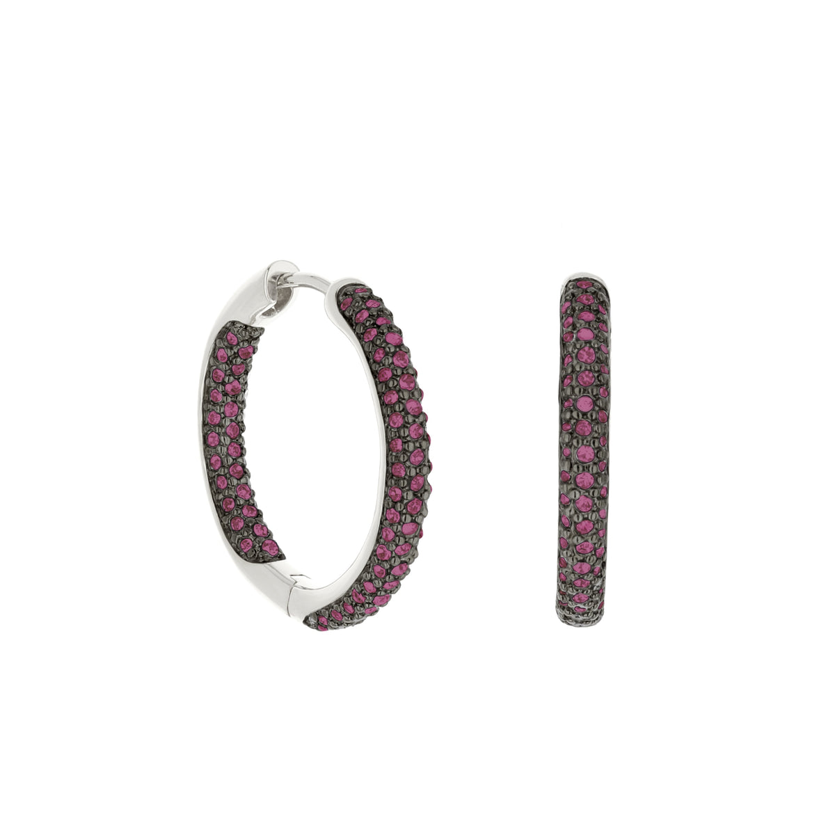 Pave Hoop Earrings — Domed Huggie