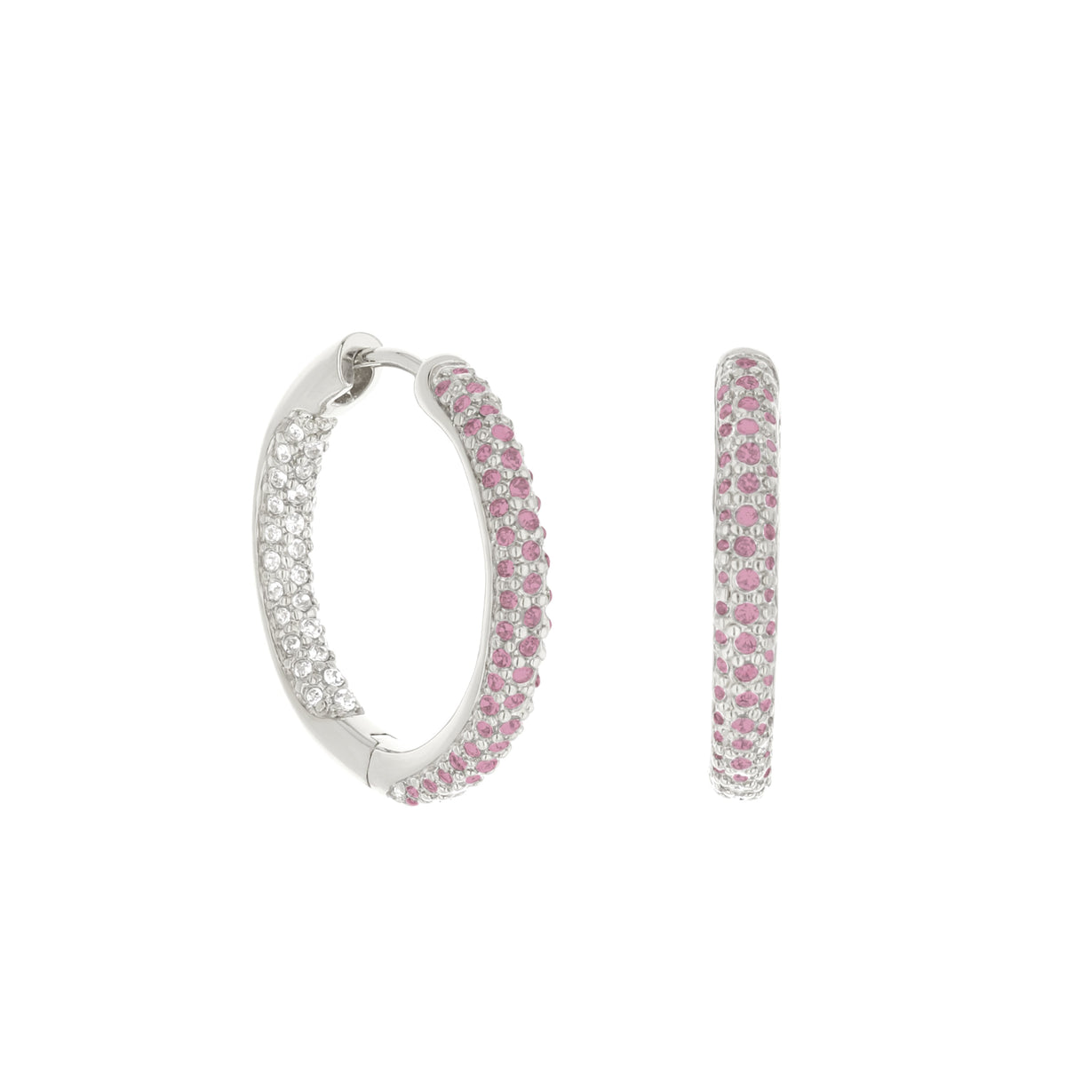Pave Hoop Earrings — Domed Huggie