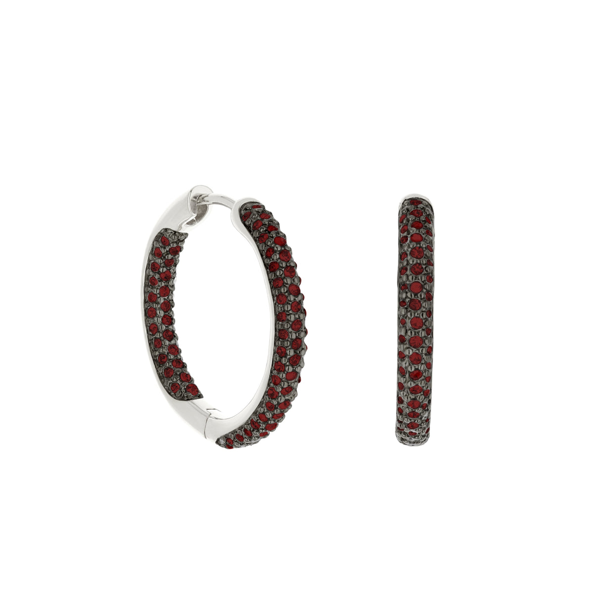 Pave Hoop Earrings — Domed Huggie