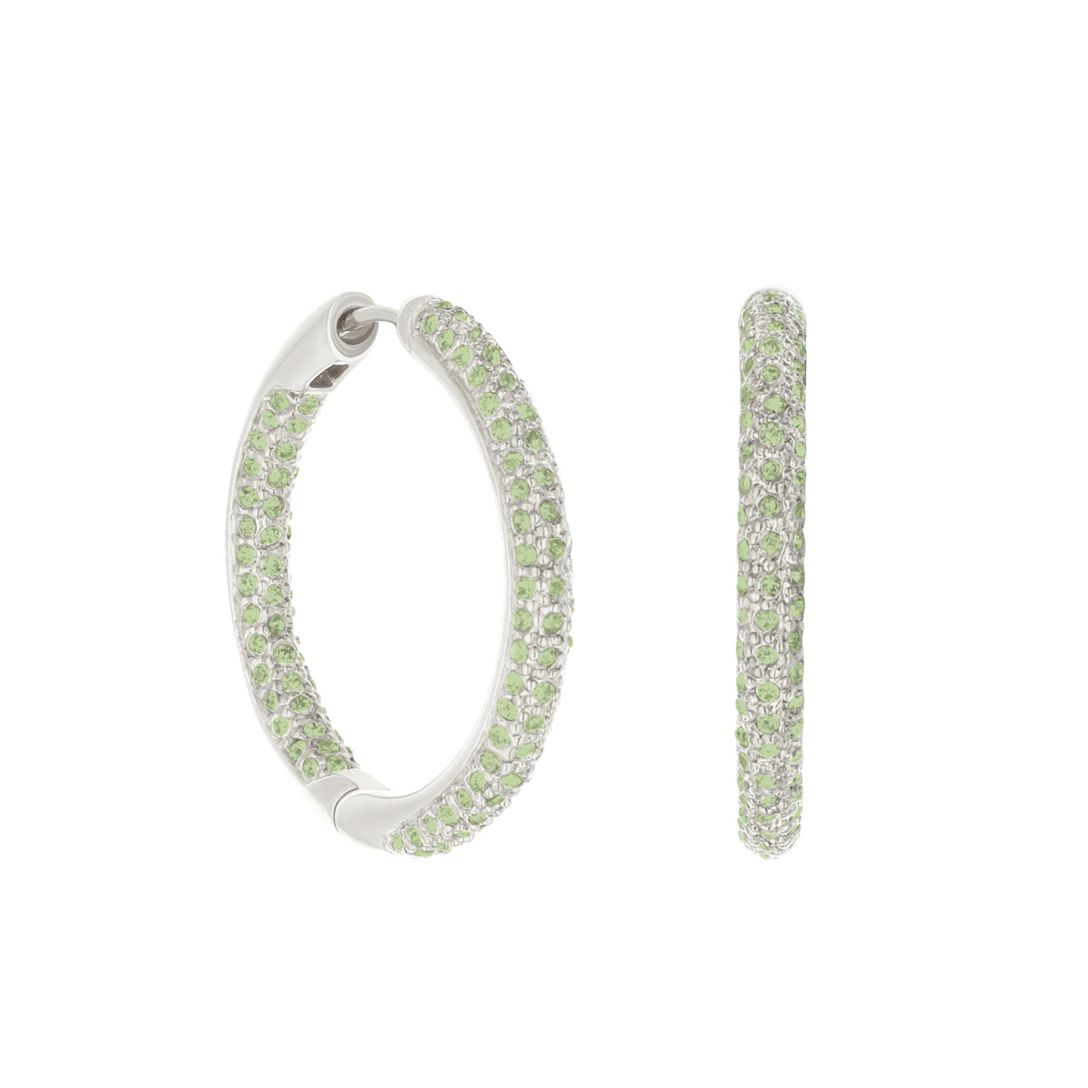 Pave Hoop Earrings — Domed Huggie