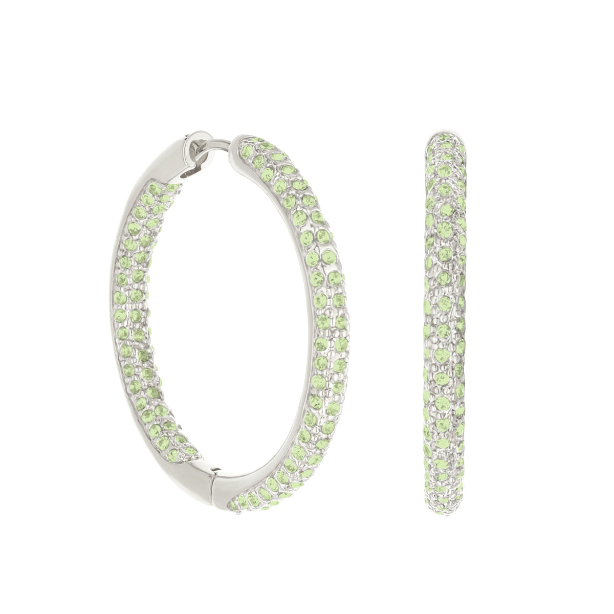 Pave Hoop Earrings — Domed Huggie